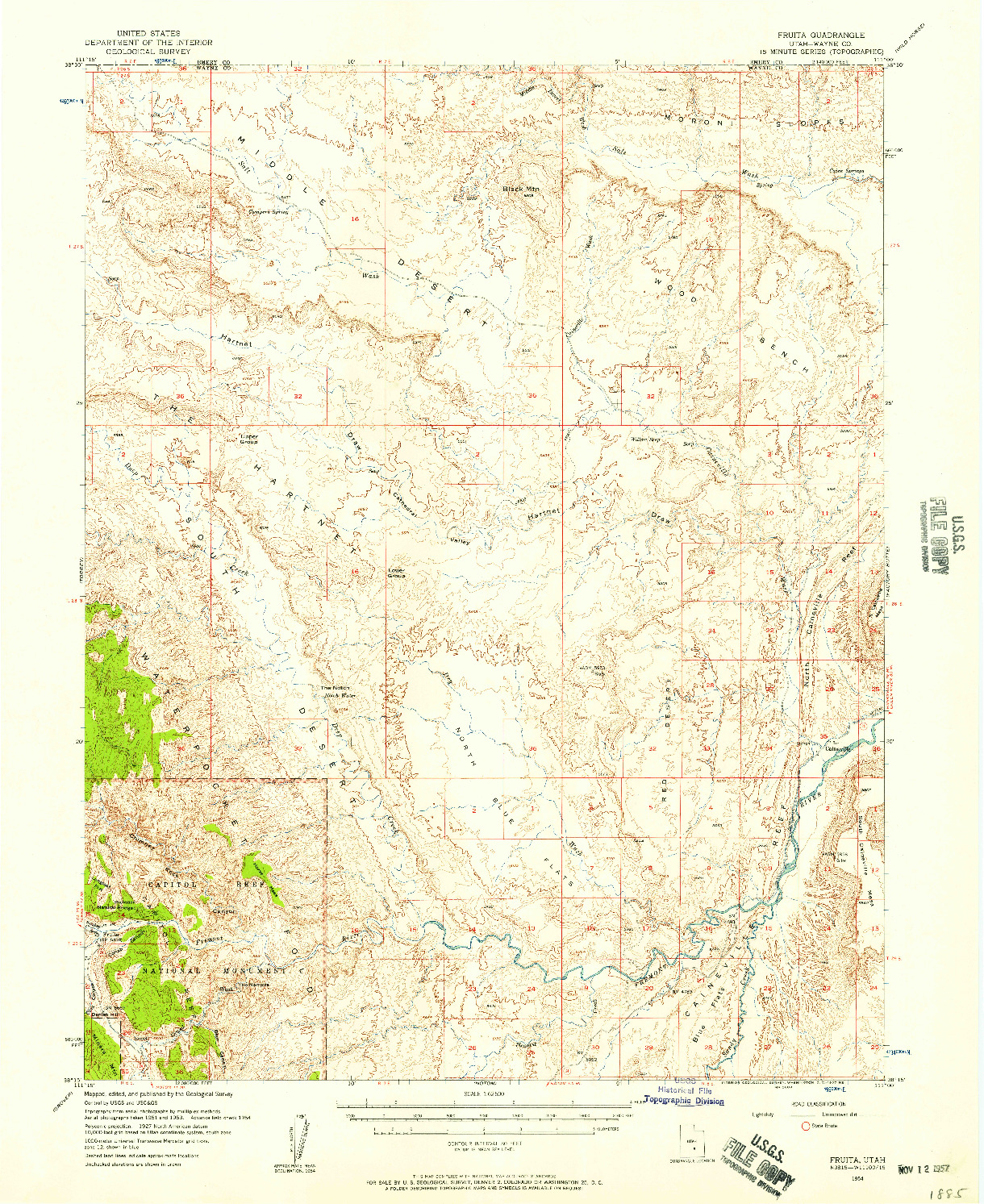 USGS 1:62500-SCALE QUADRANGLE FOR FRUITA, UT 1954
