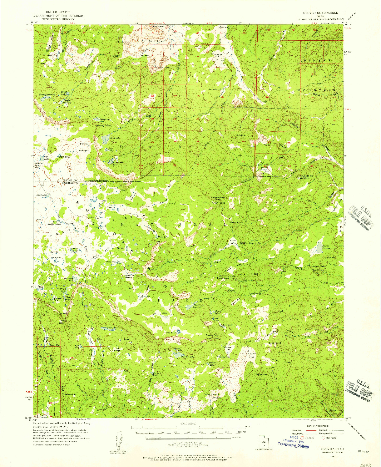 USGS 1:62500-SCALE QUADRANGLE FOR GROVER, UT 1952