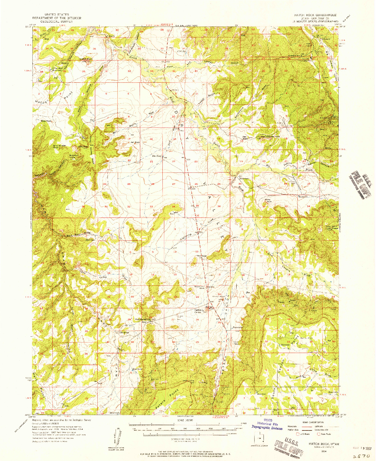 USGS 1:62500-SCALE QUADRANGLE FOR HATCH ROCK, UT 1954