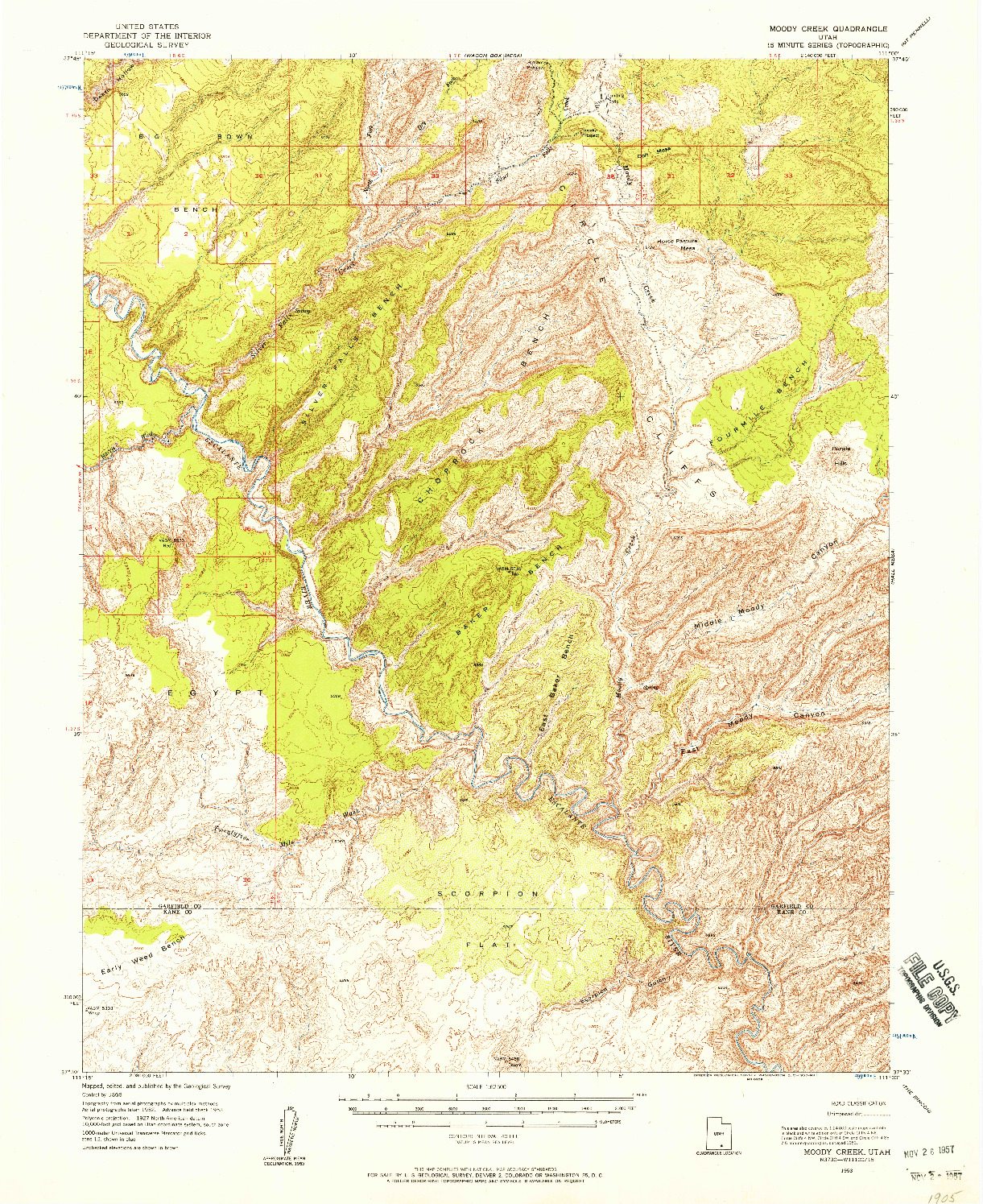 USGS 1:62500-SCALE QUADRANGLE FOR MOODY CREEK, UT 1953