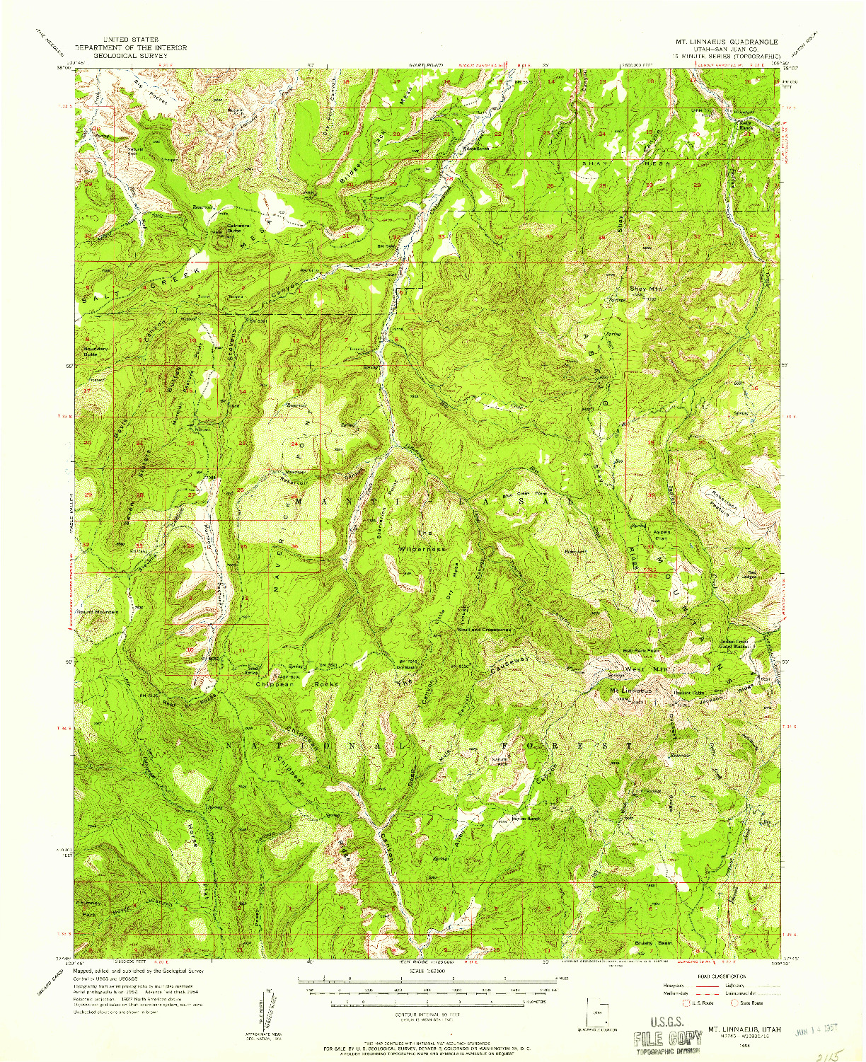 USGS 1:62500-SCALE QUADRANGLE FOR MT LINNAEUS, UT 1954