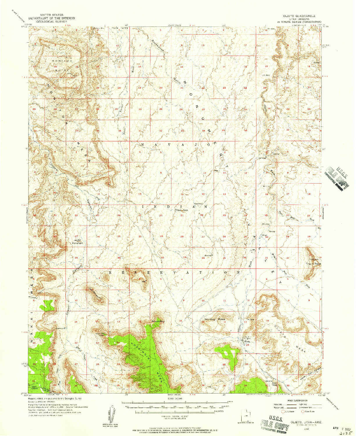USGS 1:62500-SCALE QUADRANGLE FOR OLJETO, UT 1952