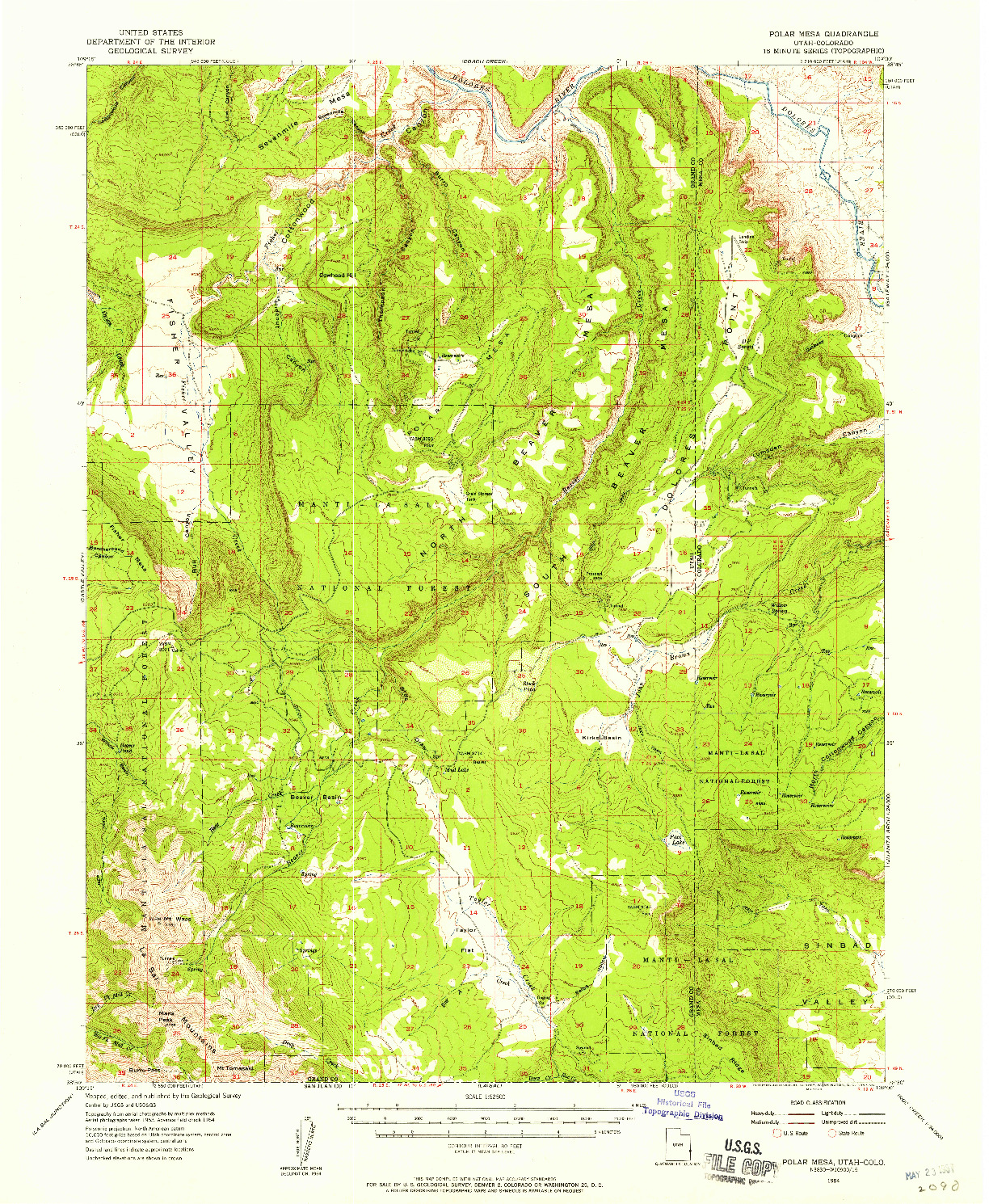 USGS 1:62500-SCALE QUADRANGLE FOR POLAR MESA, UT 1954