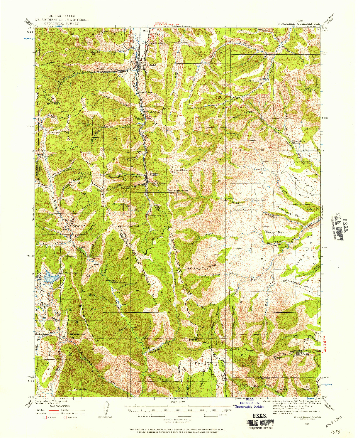 USGS 1:62500-SCALE QUADRANGLE FOR SCOFIELD, UT 1923