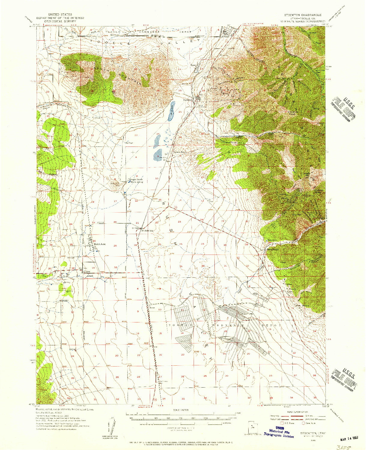 USGS 1:62500-SCALE QUADRANGLE FOR STOCKTON, UT 1955