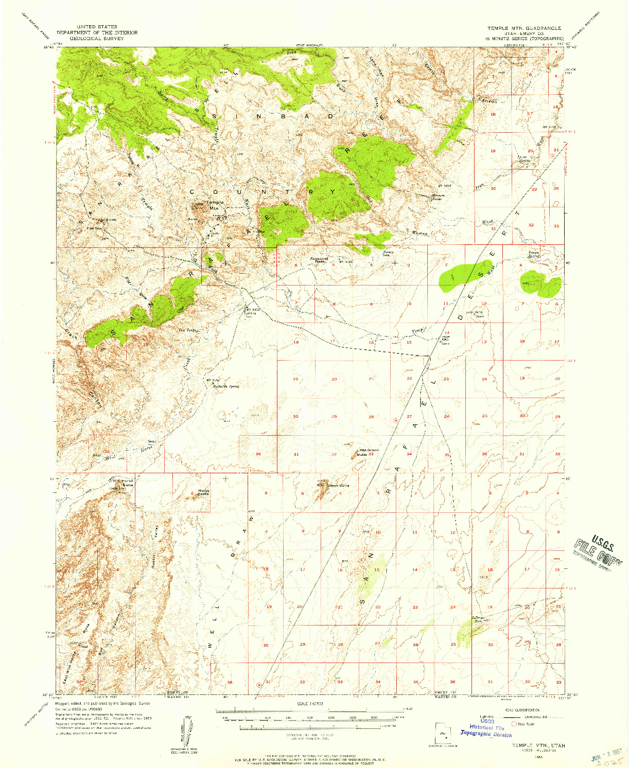 USGS 1:62500-SCALE QUADRANGLE FOR TEMPLE MTN, UT 1953