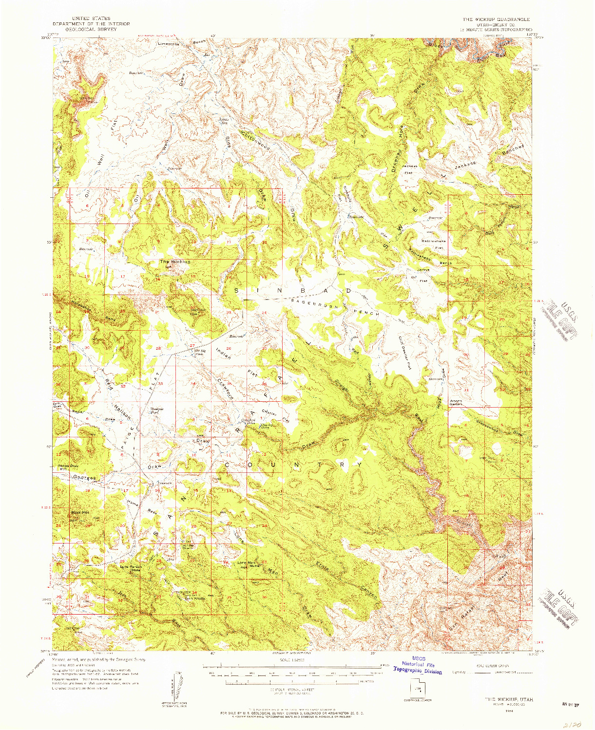 USGS 1:62500-SCALE QUADRANGLE FOR THE WICKIUP, UT 1954