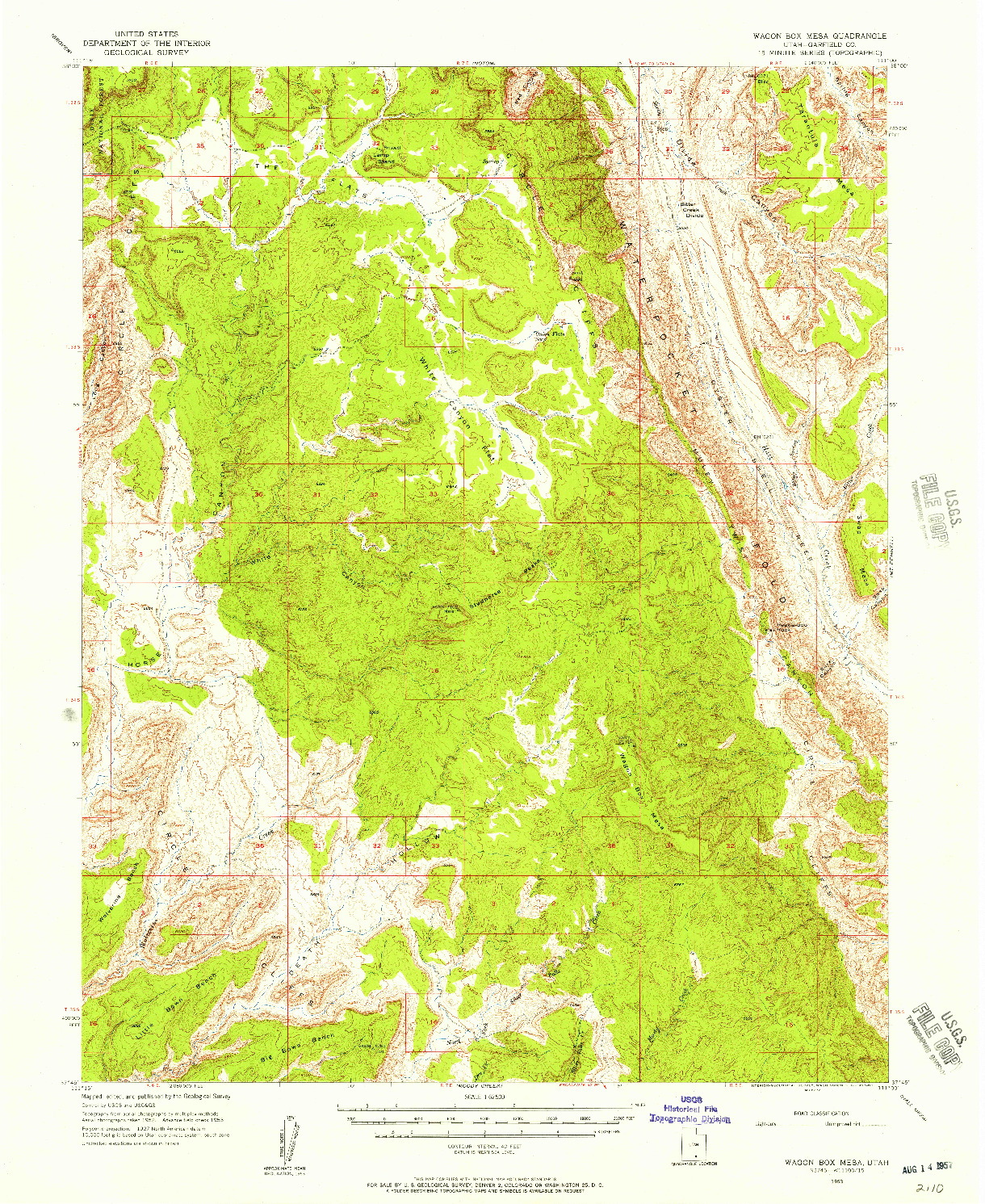 USGS 1:62500-SCALE QUADRANGLE FOR WAGON BOX MESA, UT 1953