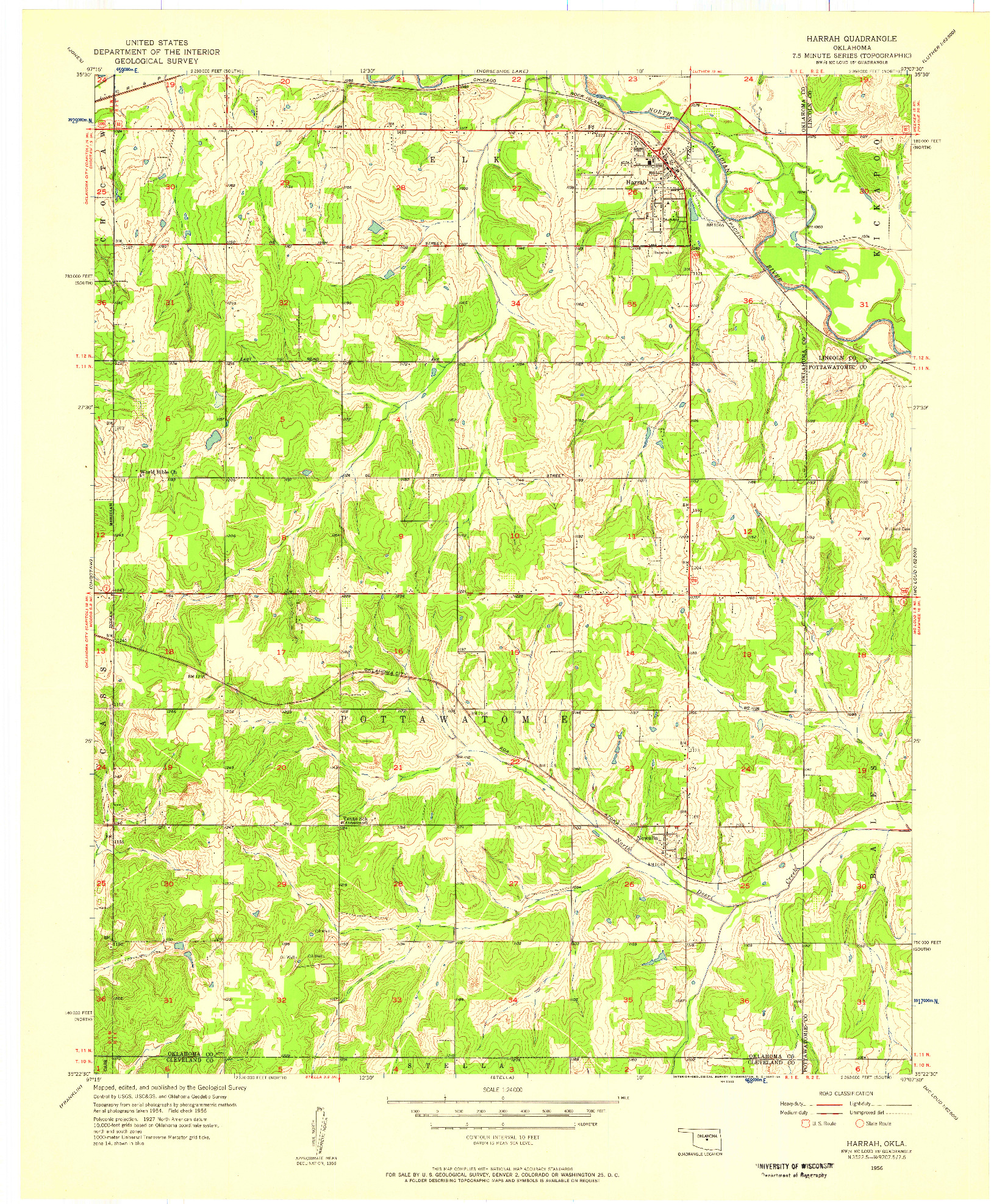 USGS 1:24000-SCALE QUADRANGLE FOR HARRAH, OK 1956