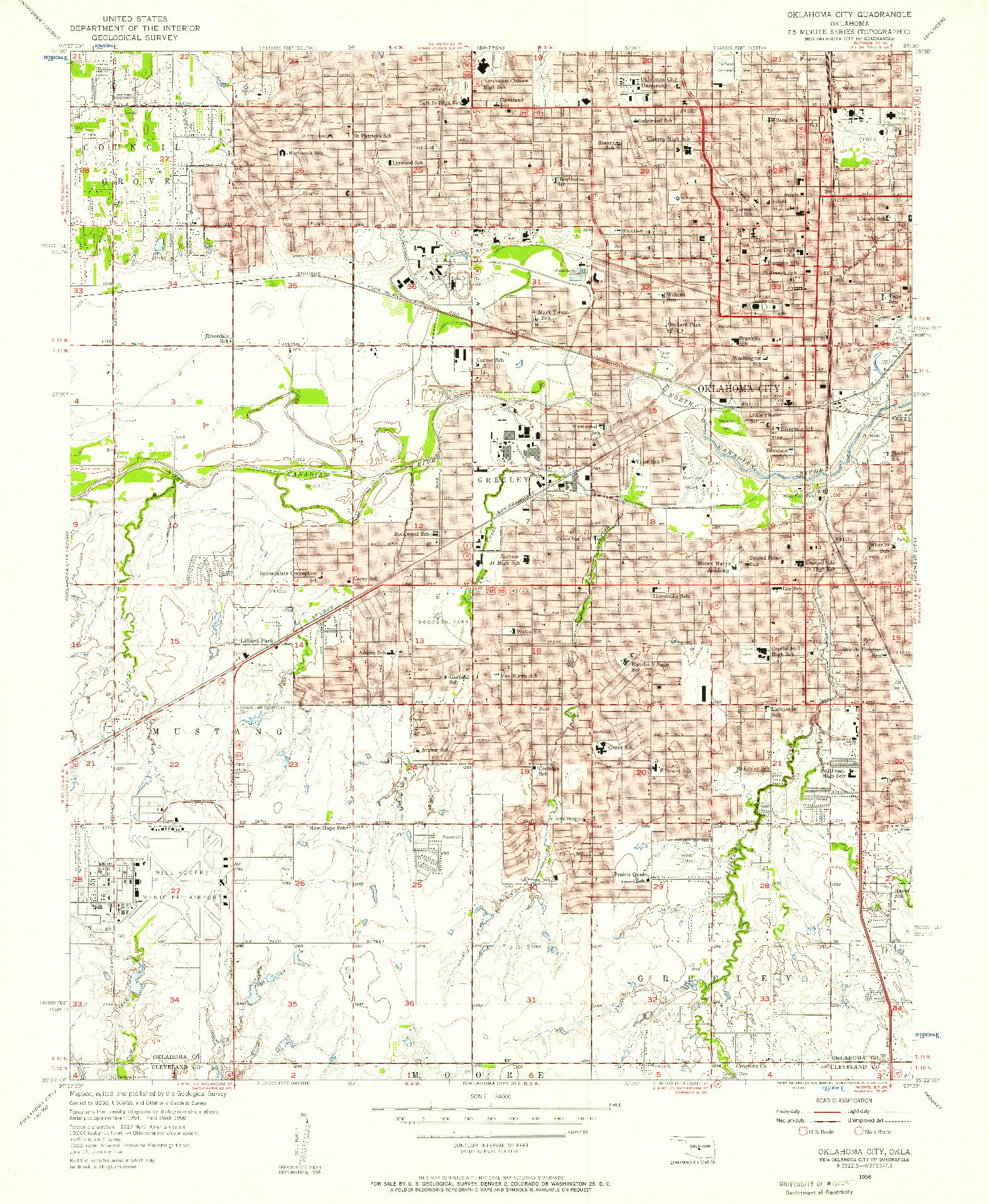 USGS 1:24000-SCALE QUADRANGLE FOR OKLAHOMA CITY, OK 1956