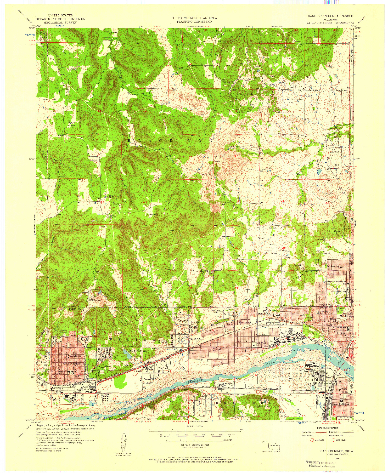 USGS 1:24000-SCALE QUADRANGLE FOR SAND SPRINGS, OK 1956