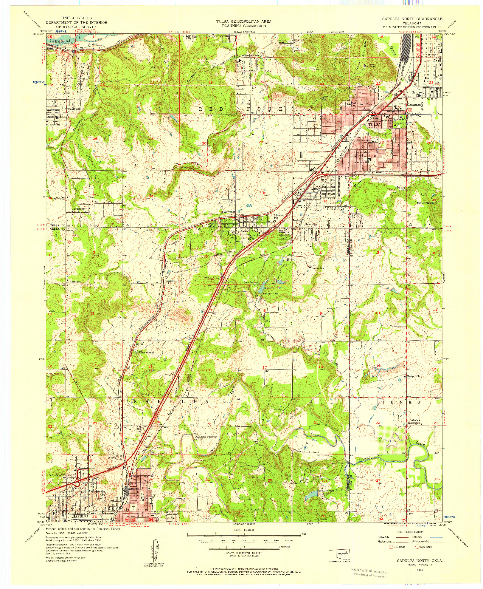 USGS 1:24000-SCALE QUADRANGLE FOR SAPULPA NORTH, OK 1956