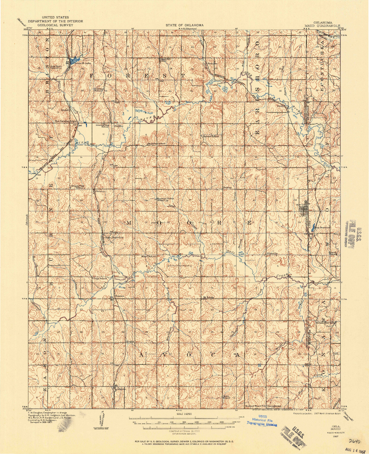USGS 1:62500-SCALE QUADRANGLE FOR MAUD, OK 1907
