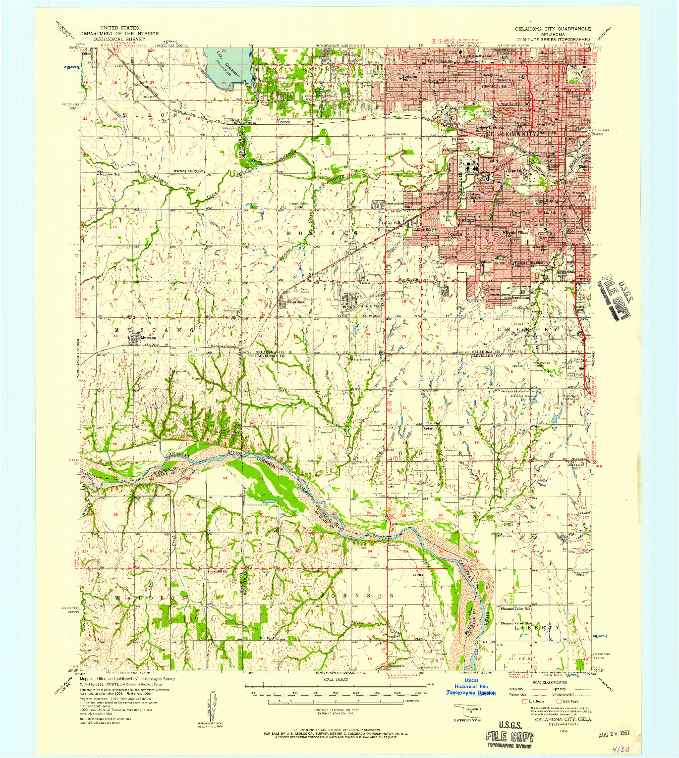 USGS 1:62500-SCALE QUADRANGLE FOR OKLAHOMA CITY, OK 1956