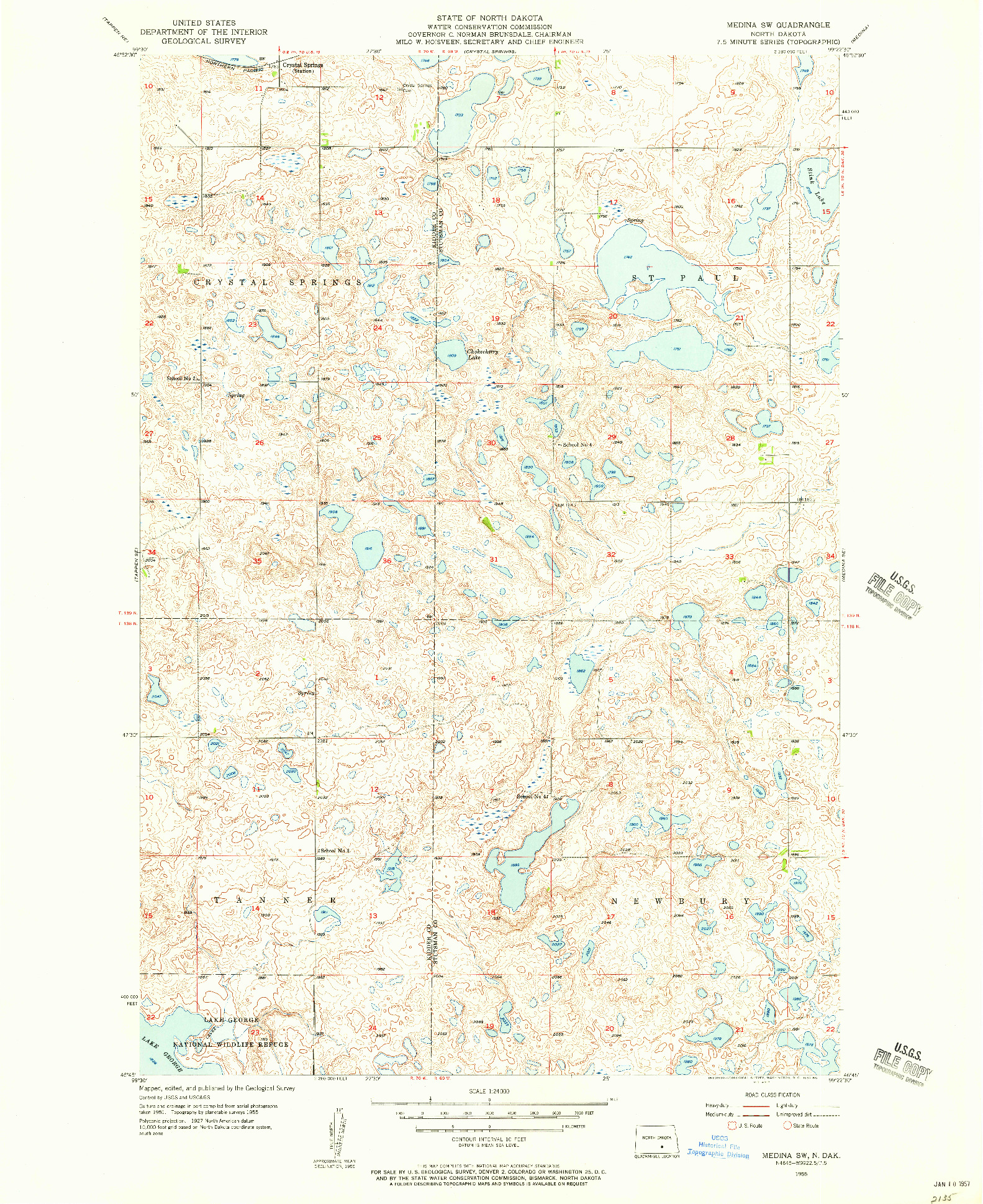 USGS 1:24000-SCALE QUADRANGLE FOR MEDINA SW, ND 1955