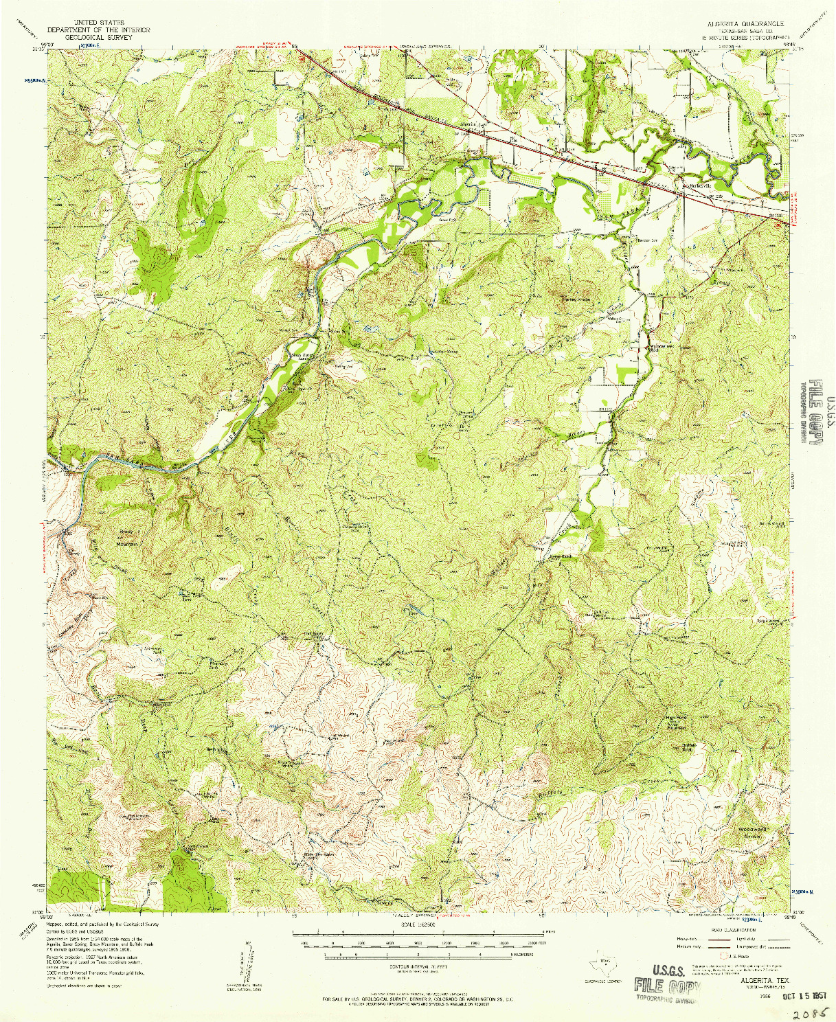 USGS 1:62500-SCALE QUADRANGLE FOR ALGERITA, TX 1956