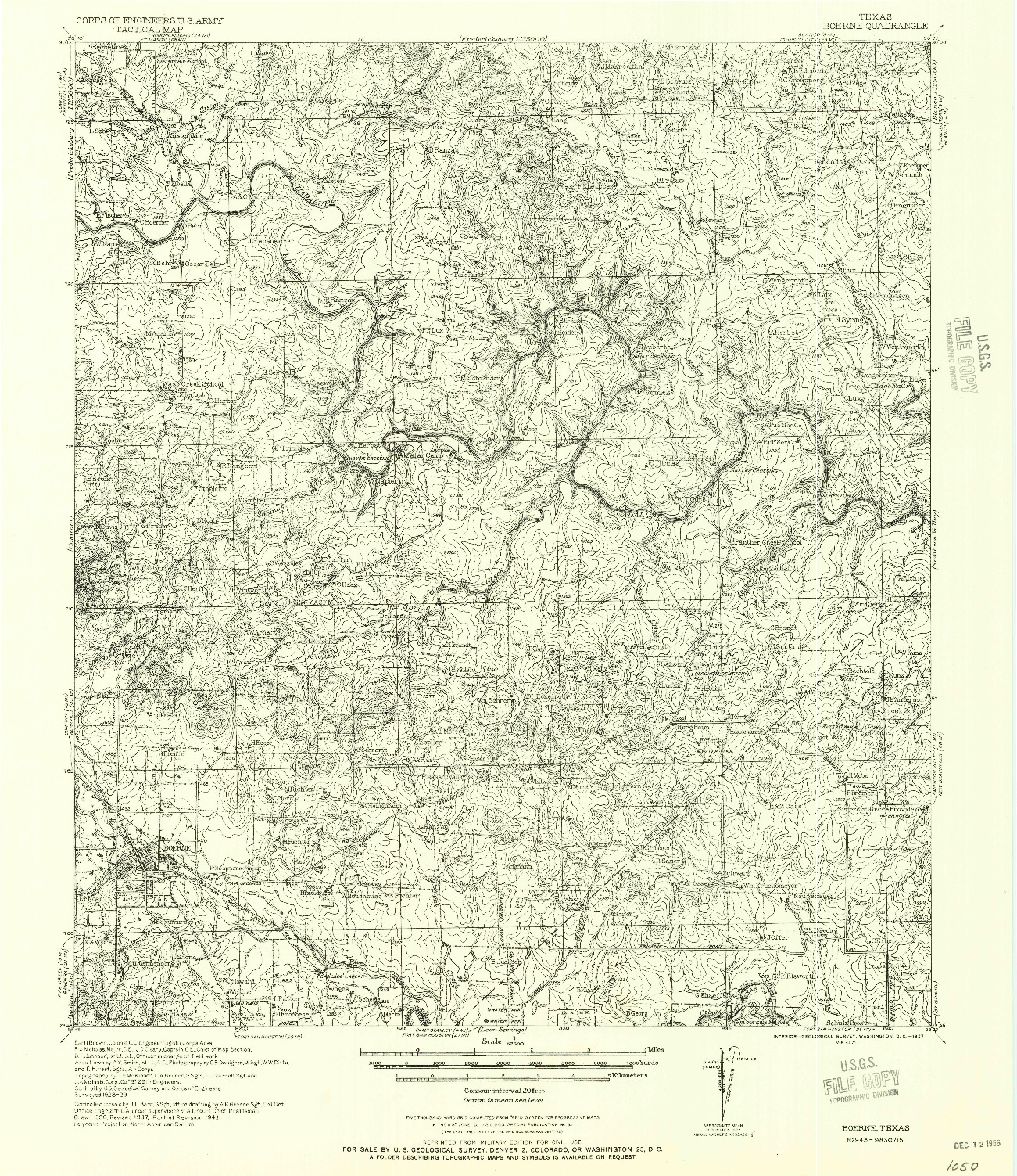 USGS 1:62500-SCALE QUADRANGLE FOR BOERNE, TX 1957