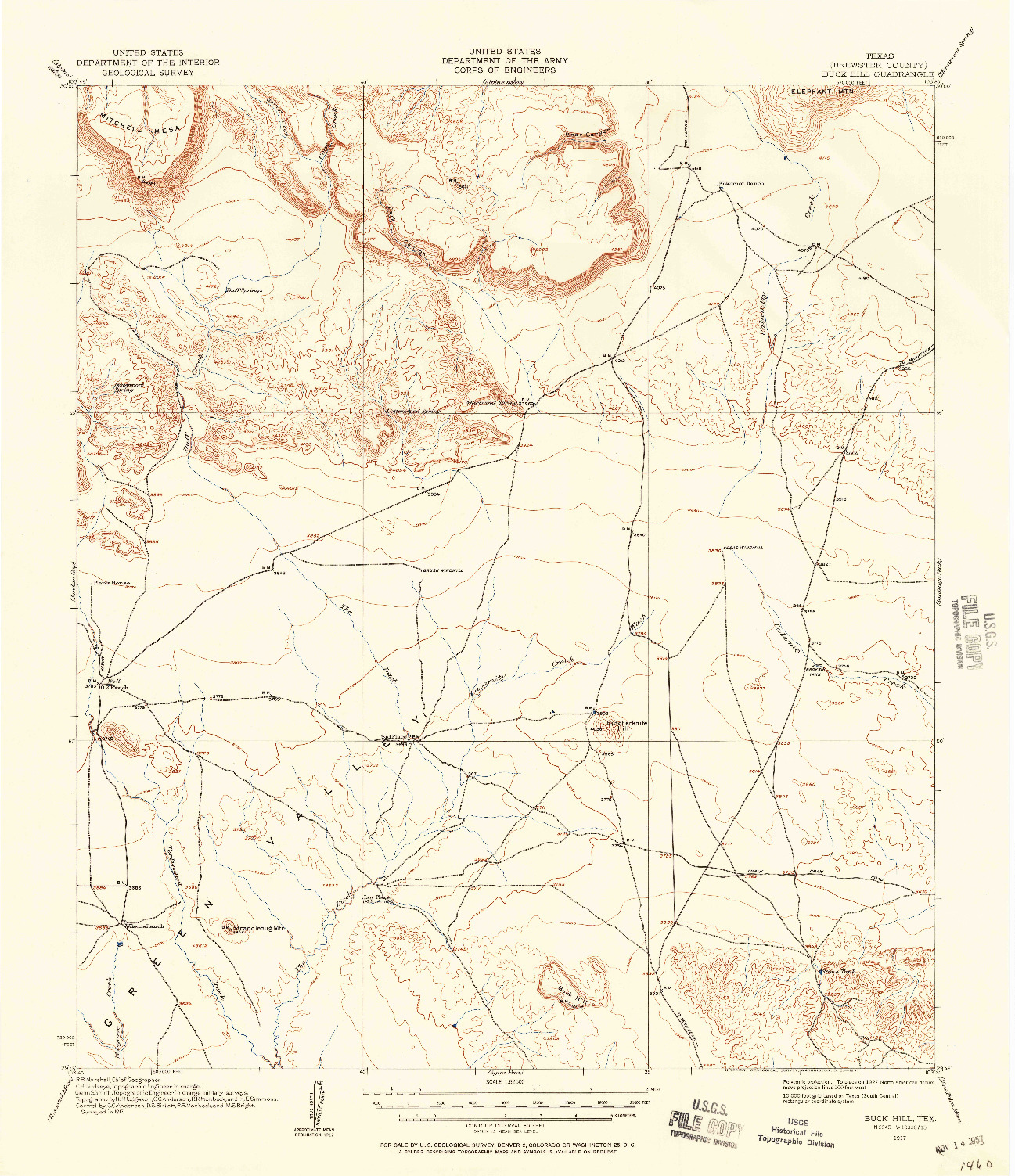 USGS 1:62500-SCALE QUADRANGLE FOR BUCK HILL, TX 1917