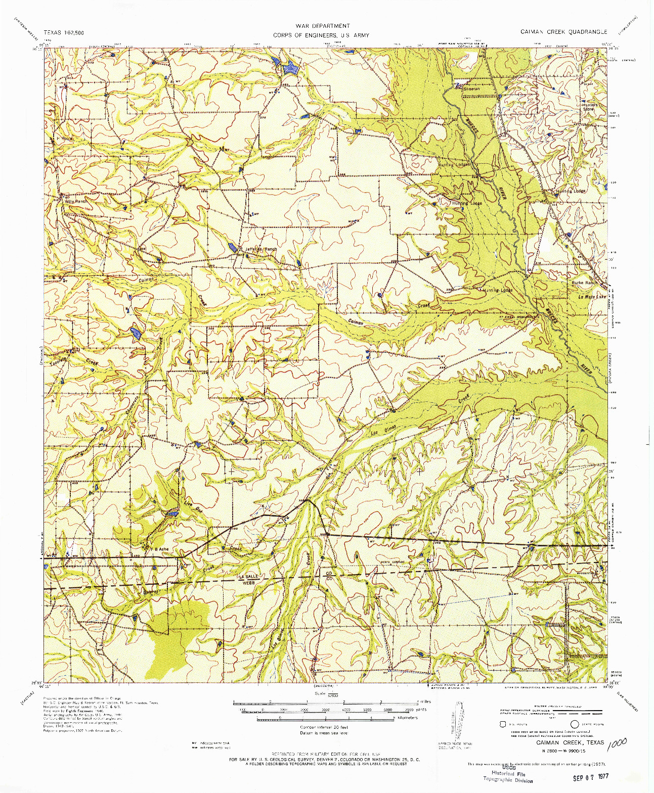USGS 1:62500-SCALE QUADRANGLE FOR CAIMAN CREEK, TX 1957