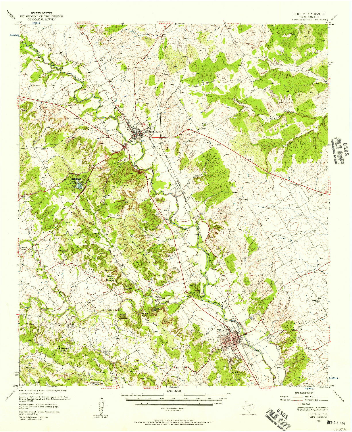 USGS 1:62500-SCALE QUADRANGLE FOR CLIFTON, TX 1956