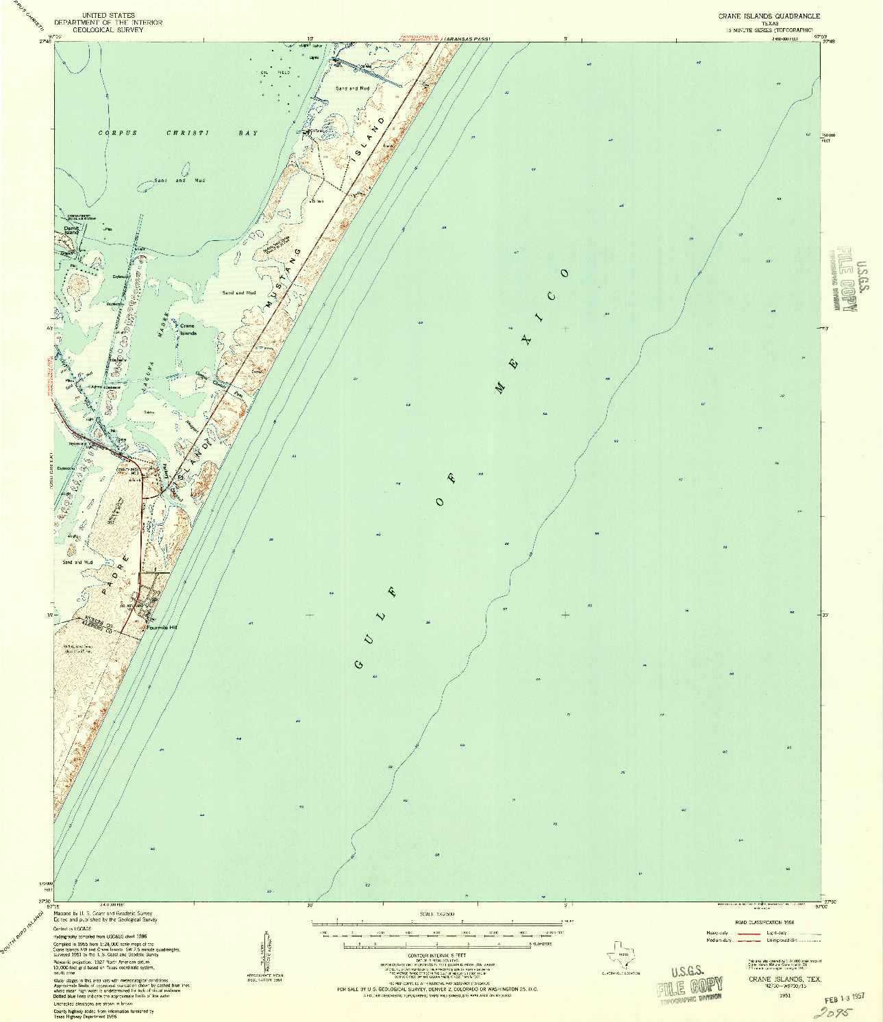 USGS 1:62500-SCALE QUADRANGLE FOR CRANE ISLANDS, TX 1951