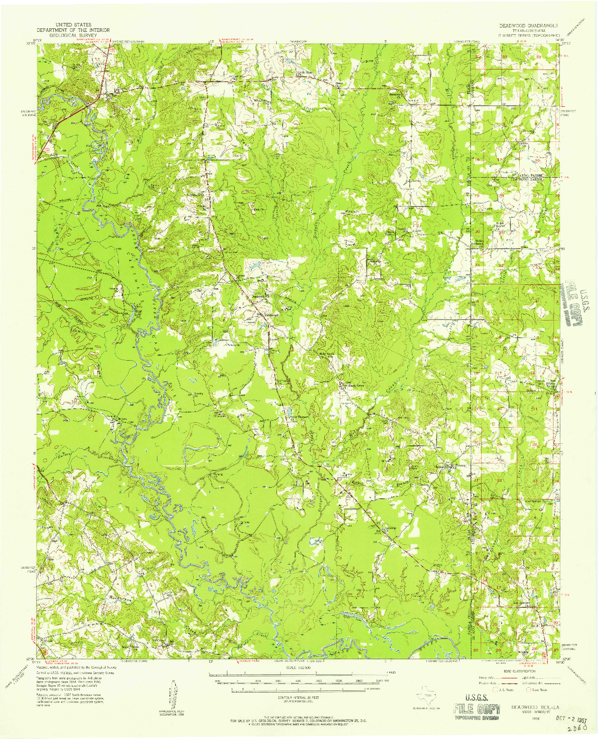 USGS 1:62500-SCALE QUADRANGLE FOR DEADWOOD, TX 1956