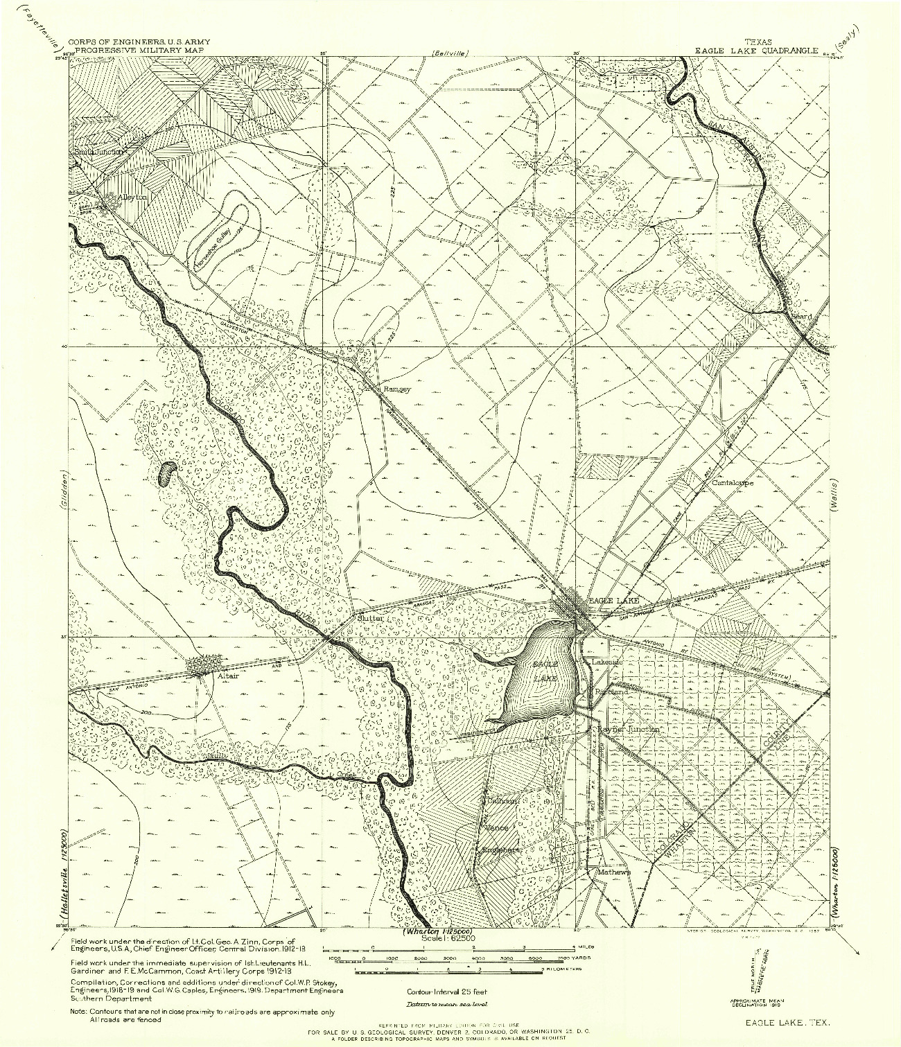 USGS 1:62500-SCALE QUADRANGLE FOR EAGLE LAKE, TX 1957