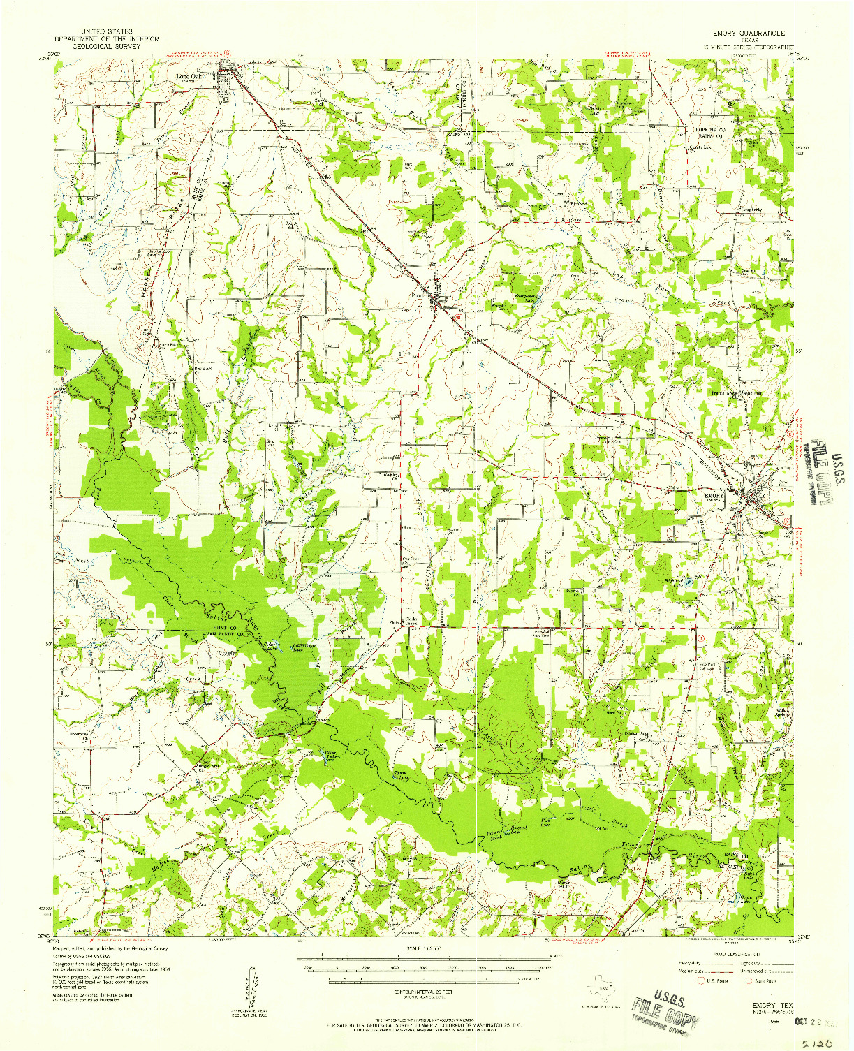 USGS 1:62500-SCALE QUADRANGLE FOR EMORY, TX 1956