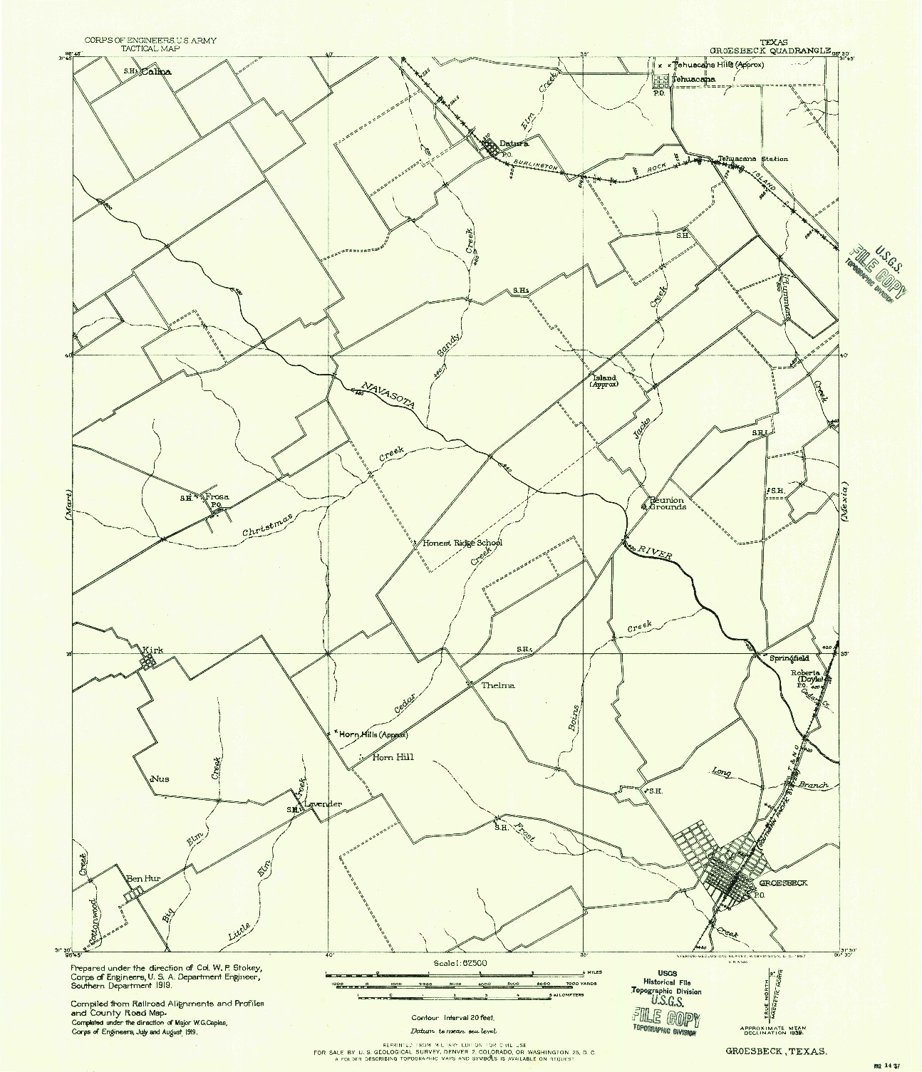 USGS 1:62500-SCALE QUADRANGLE FOR GROESBECK, TX 1957