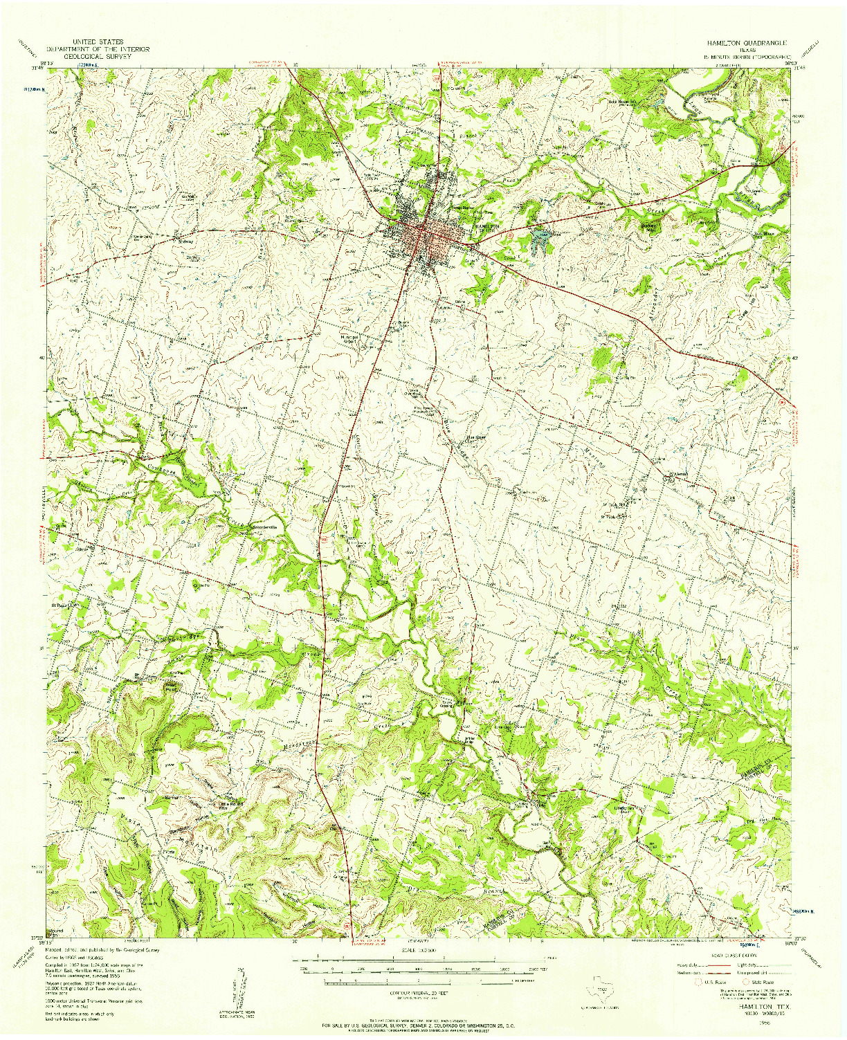 USGS 1:62500-SCALE QUADRANGLE FOR HAMILTON, TX 1956