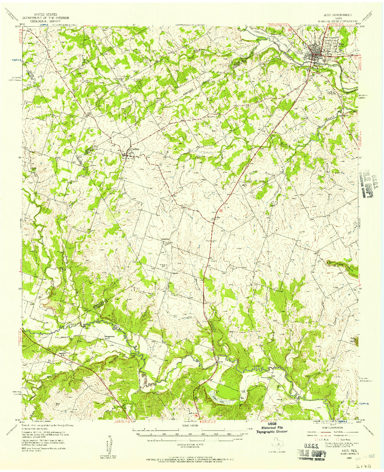 USGS 1:62500-SCALE QUADRANGLE FOR HICO, TX 1956