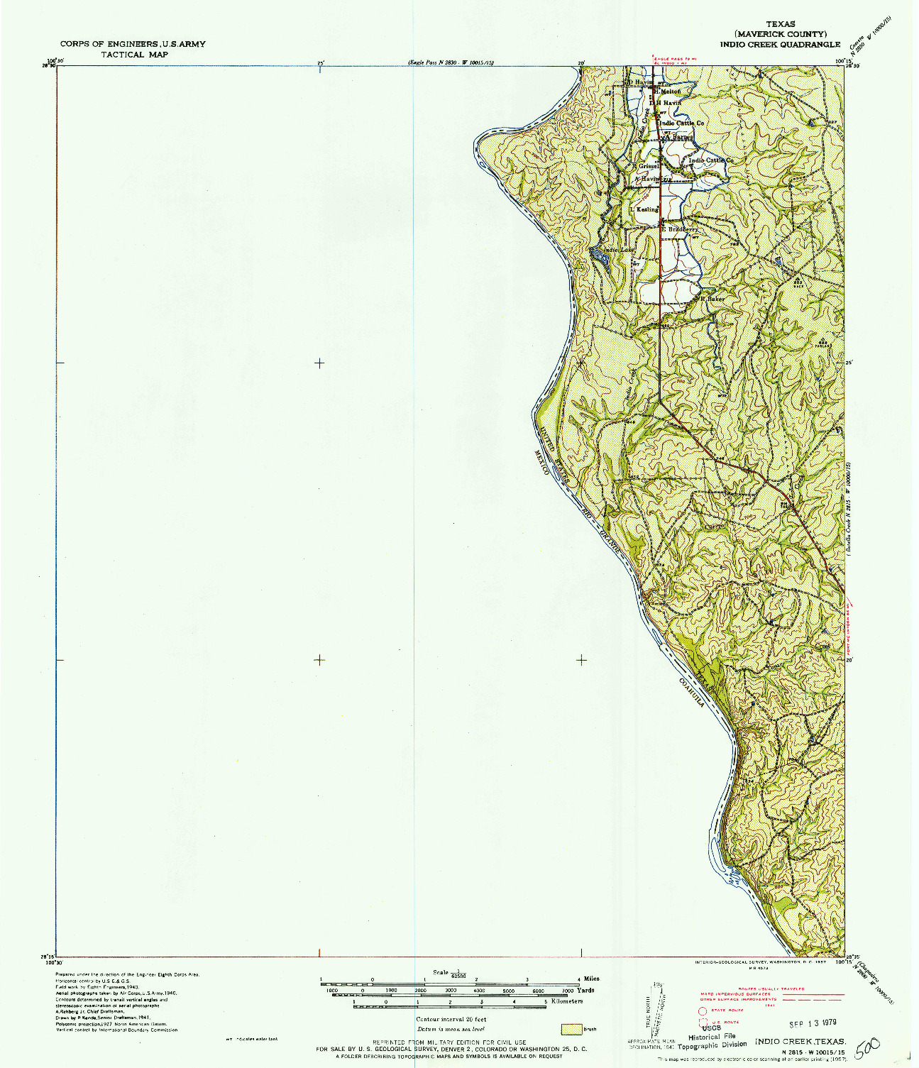 USGS 1:62500-SCALE QUADRANGLE FOR INDIO CREEK, TX 1957