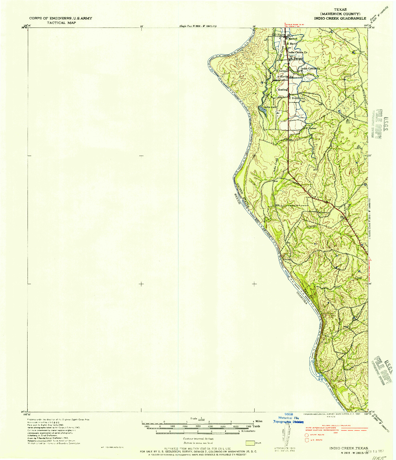 USGS 1:62500-SCALE QUADRANGLE FOR INDIO CREEK, TX 1957