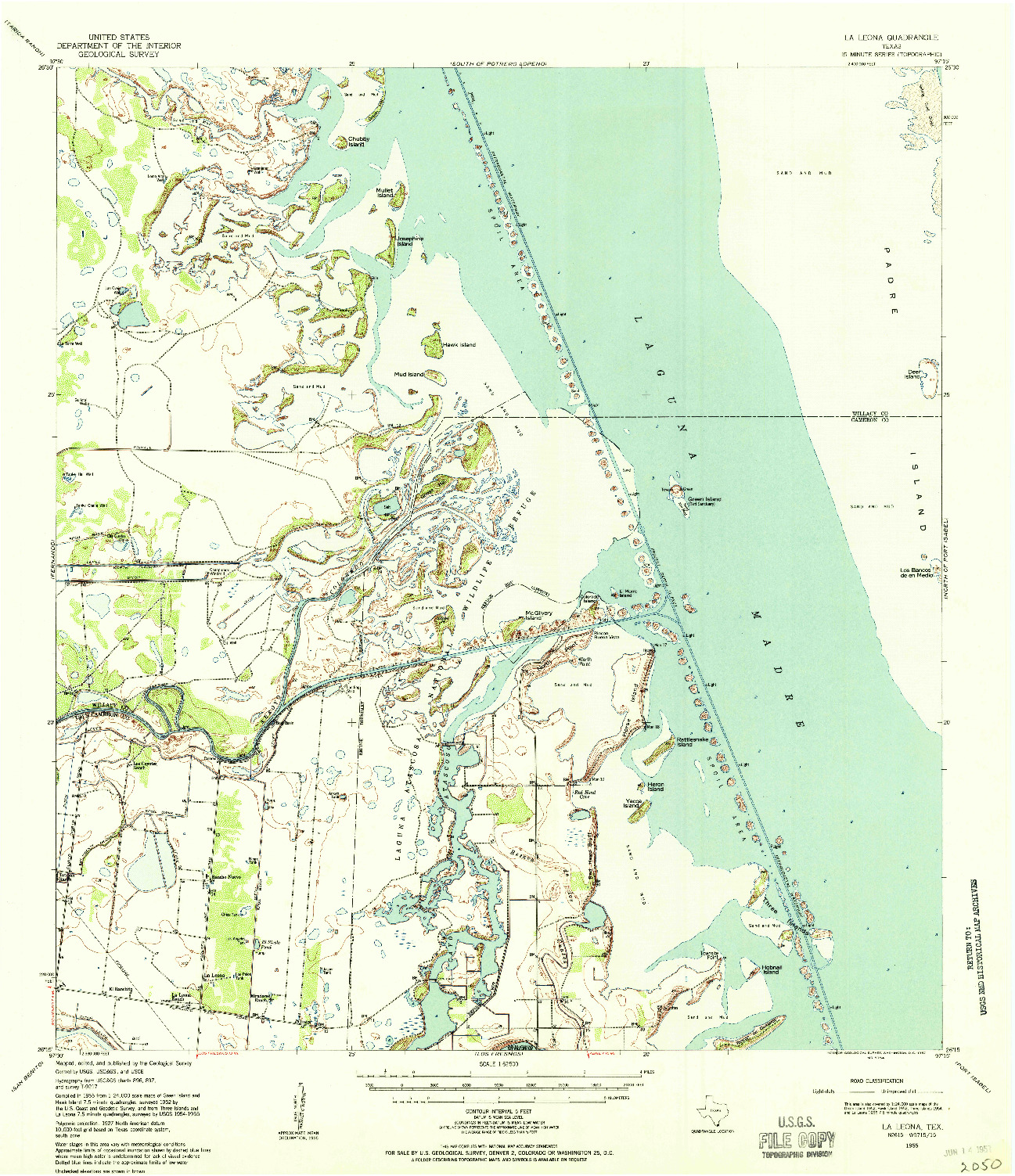 USGS 1:62500-SCALE QUADRANGLE FOR LA LEONA, TX 1955