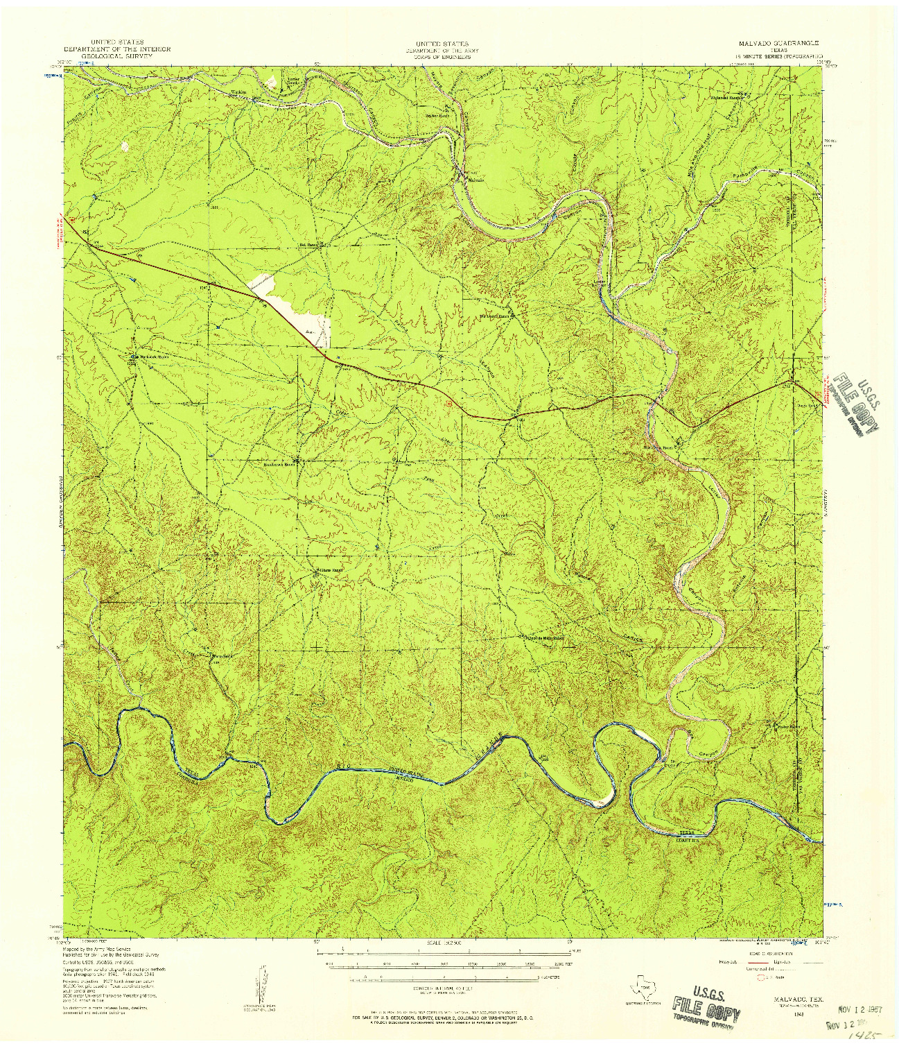 USGS 1:62500-SCALE QUADRANGLE FOR MALVADO, TX 1943