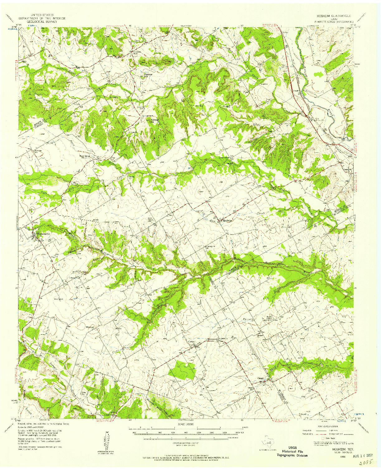 USGS 1:62500-SCALE QUADRANGLE FOR MOSHEIM, TX 1956