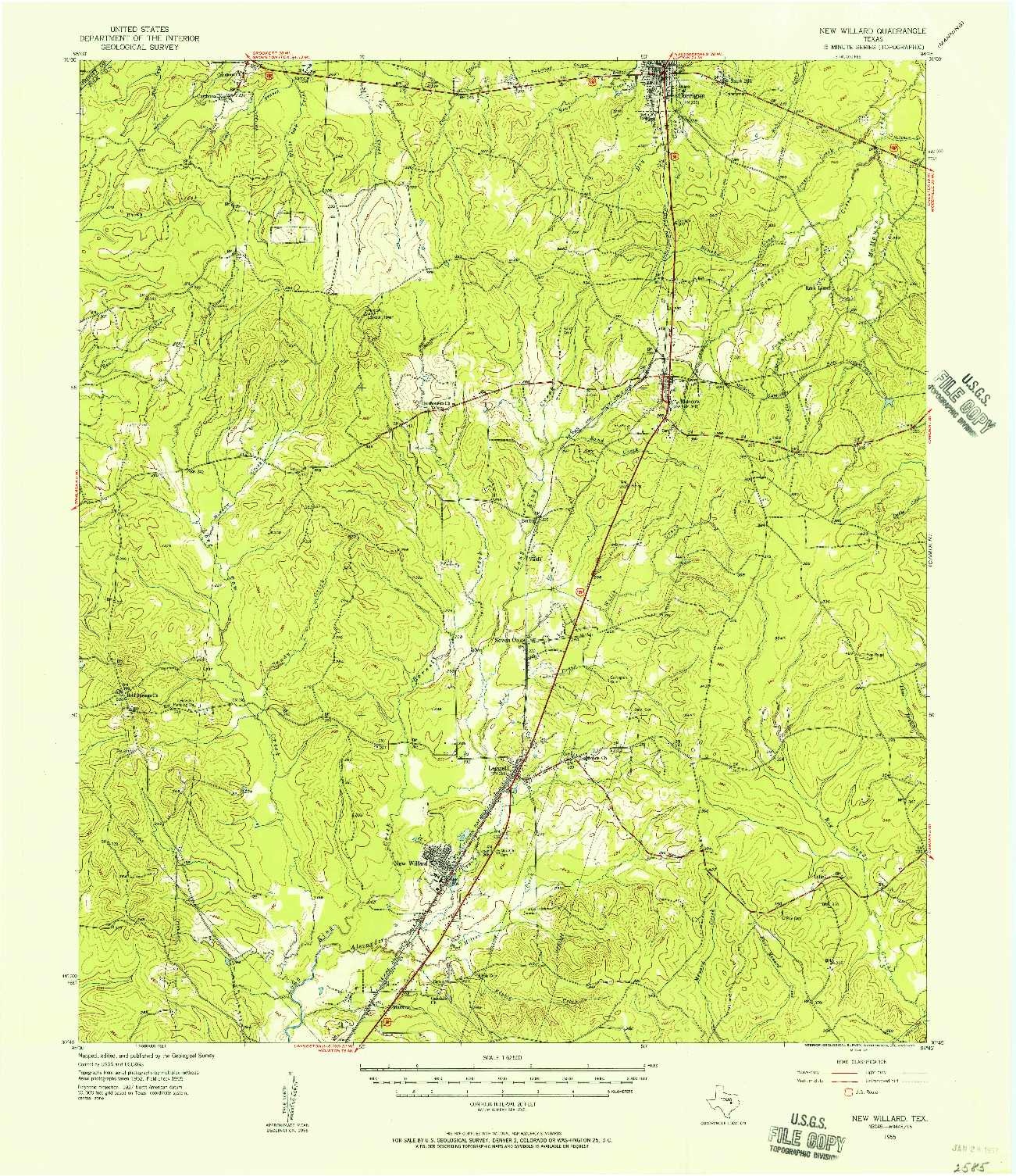 USGS 1:62500-SCALE QUADRANGLE FOR NEW WILLARD, TX 1955