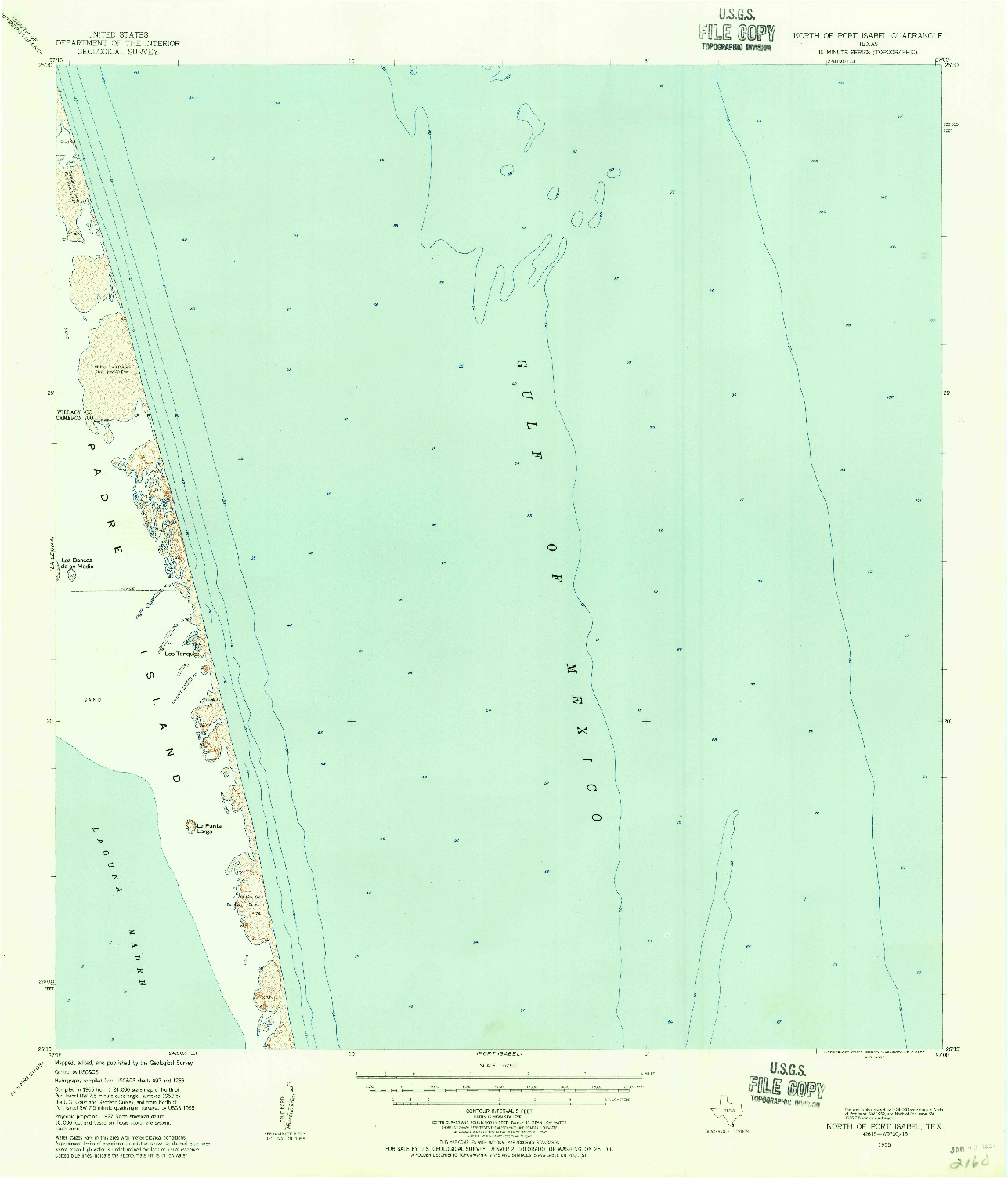 USGS 1:62500-SCALE QUADRANGLE FOR NORTH OF PORT ISABEL, TX 1955