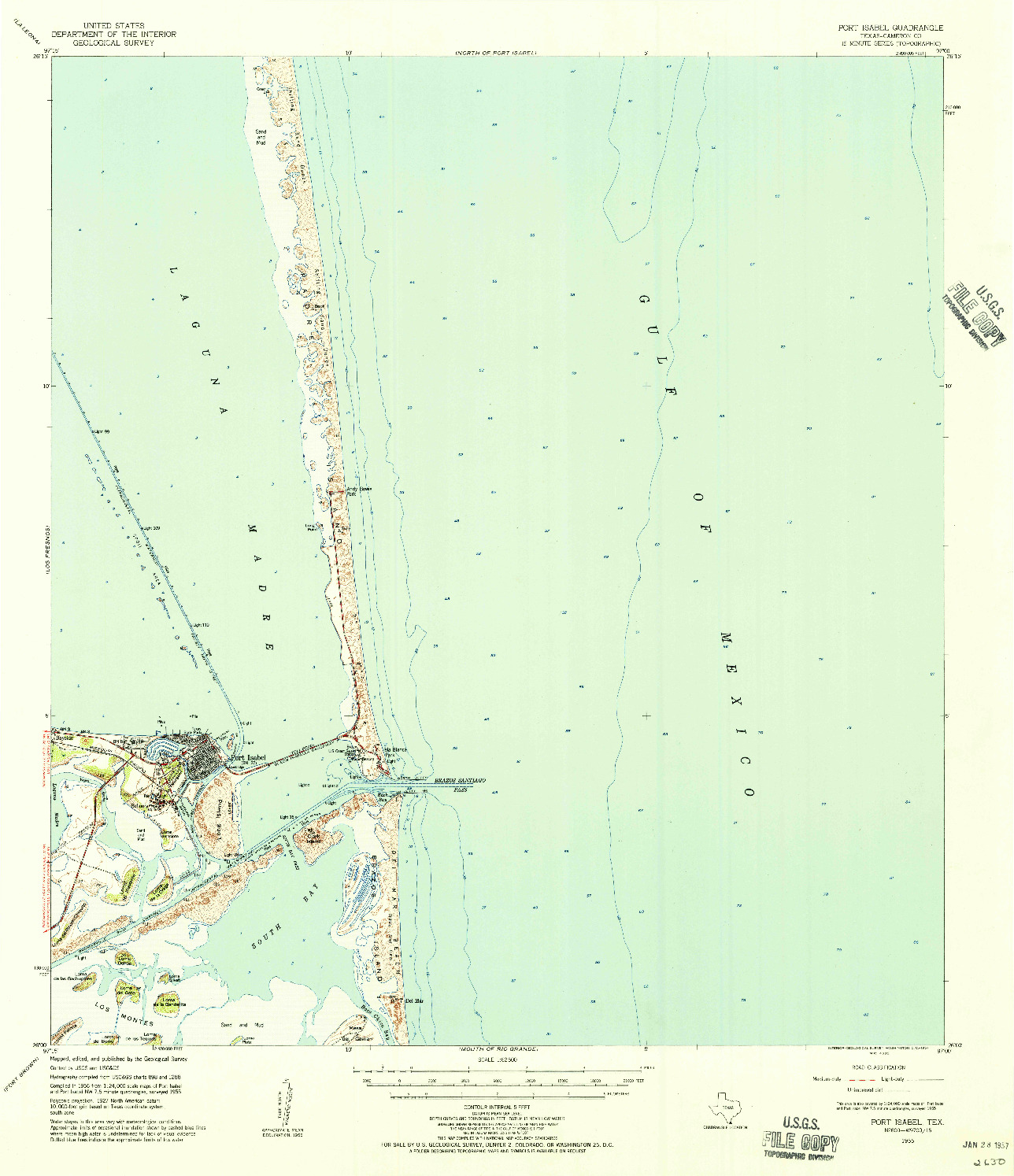 USGS 1:62500-SCALE QUADRANGLE FOR PORT ISABEL, TX 1955