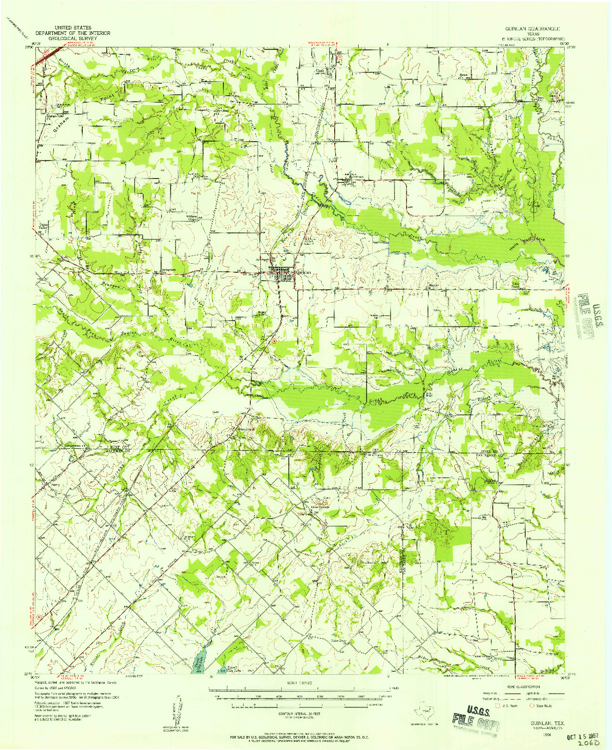 USGS 1:62500-SCALE QUADRANGLE FOR QUINLAN, TX 1956