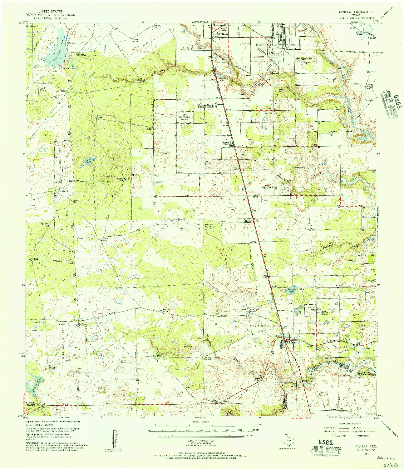 USGS 1:62500-SCALE QUADRANGLE FOR RIVIERA, TX 1954