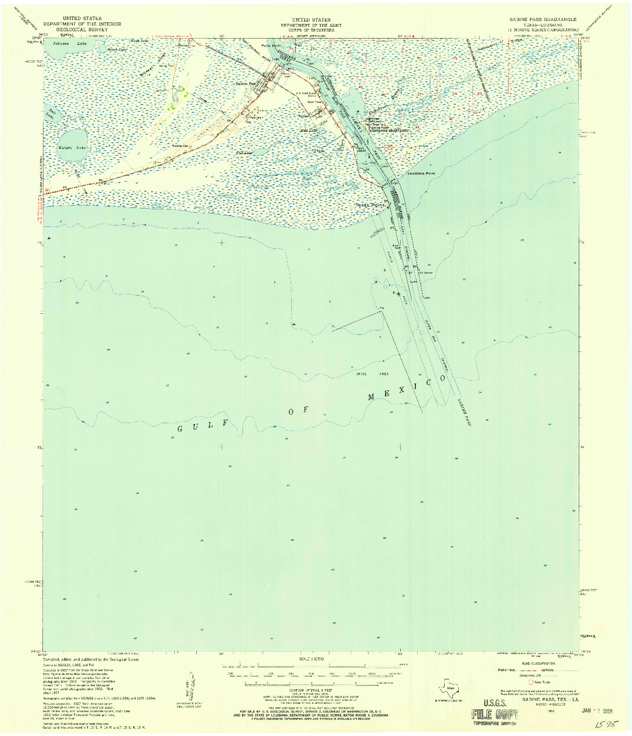 USGS 1:62500-SCALE QUADRANGLE FOR SABINE PASS, TX 1957