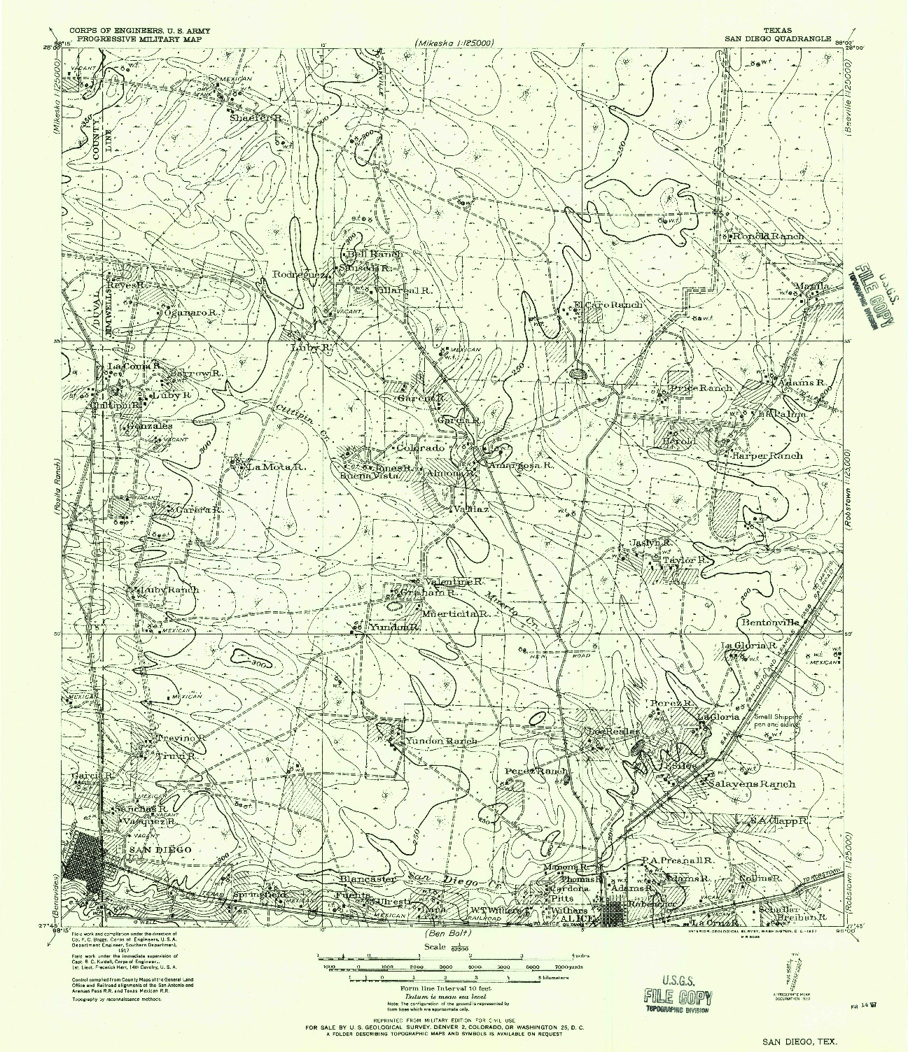 USGS 1:62500-SCALE QUADRANGLE FOR SAN DIEGO, TX 1920