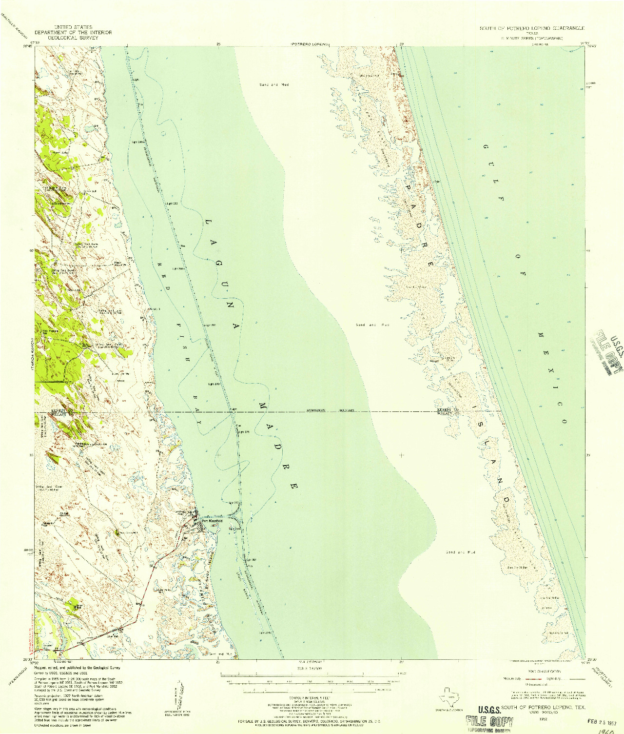 USGS 1:62500-SCALE QUADRANGLE FOR SOUTH OF POTRERO LOPENO, TX 1952