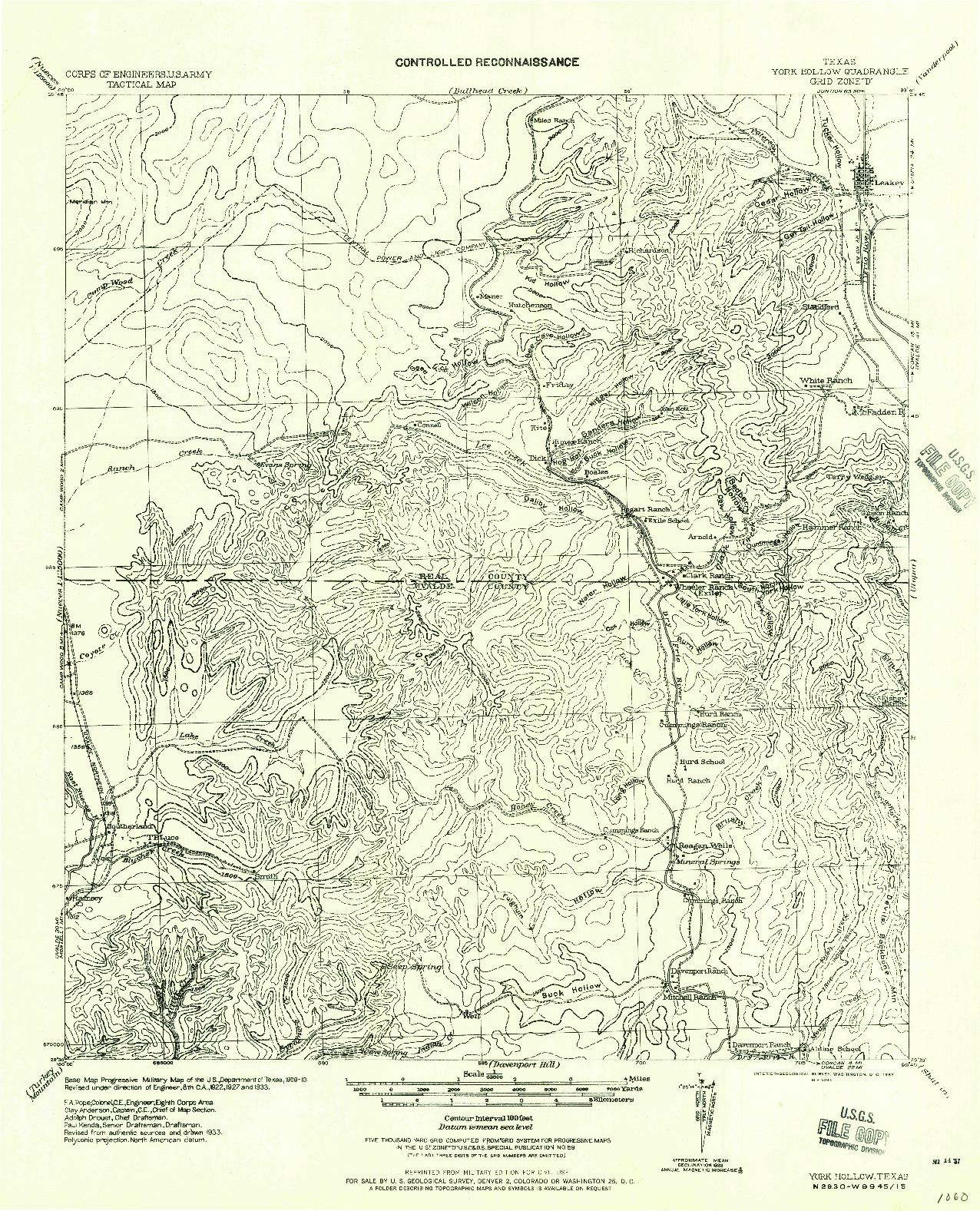 USGS 1:62500-SCALE QUADRANGLE FOR YORK HOLLOW, TX 1957
