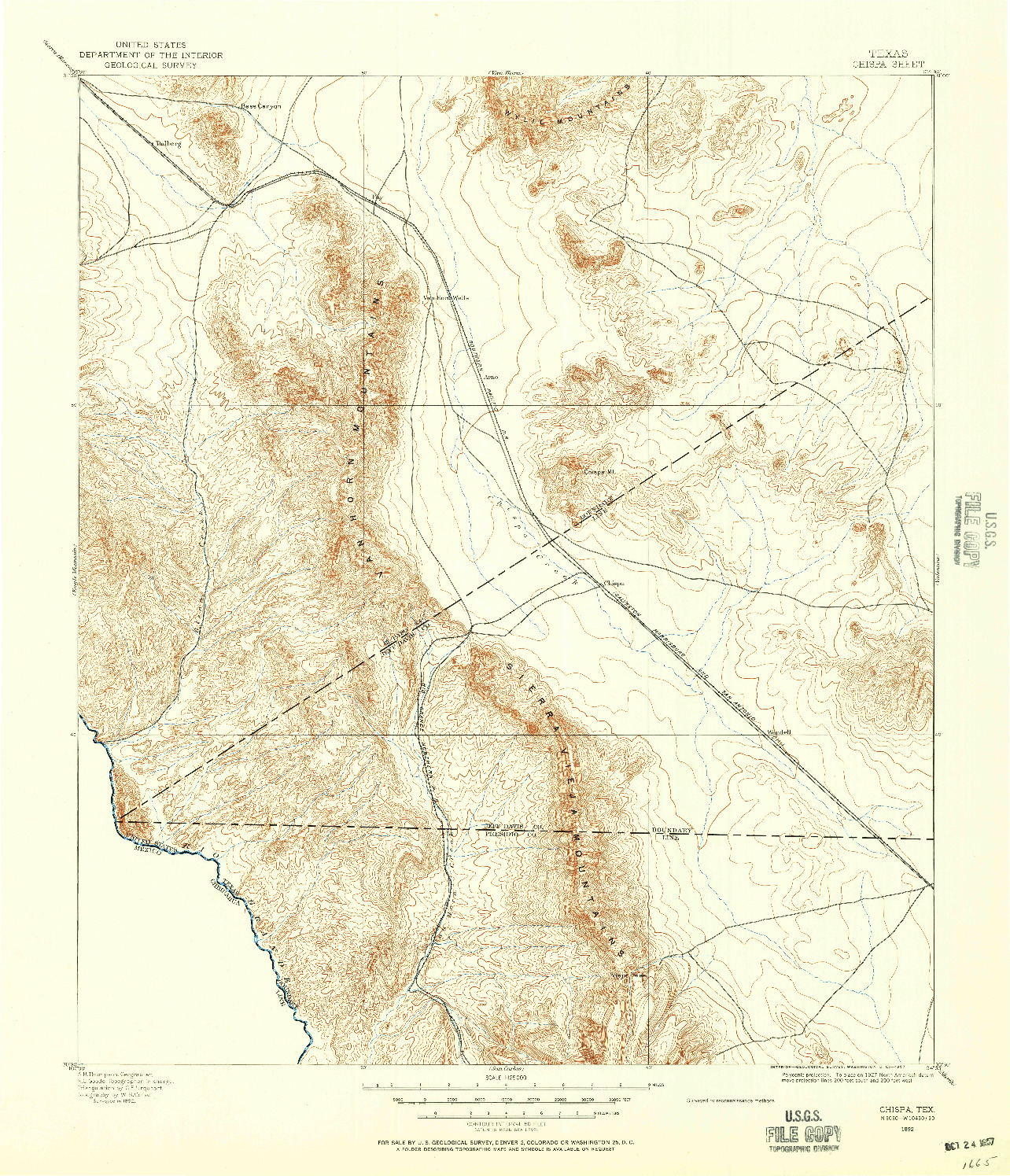 USGS 1:125000-SCALE QUADRANGLE FOR CHISPA, TX 1892