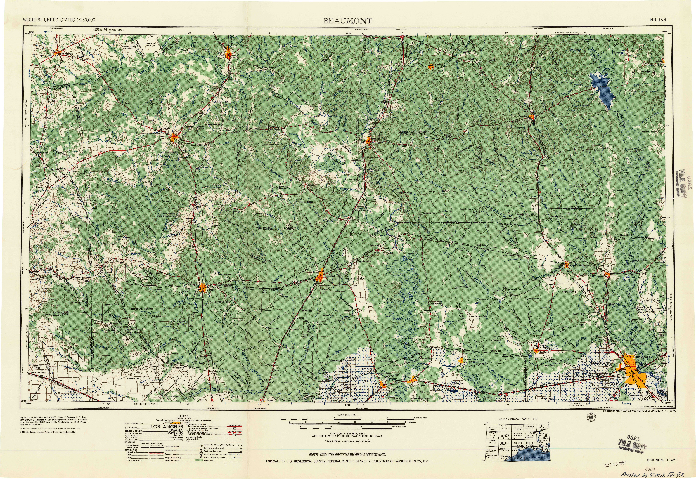 USGS 1:250000-SCALE QUADRANGLE FOR BEAUMONT, TX 1957