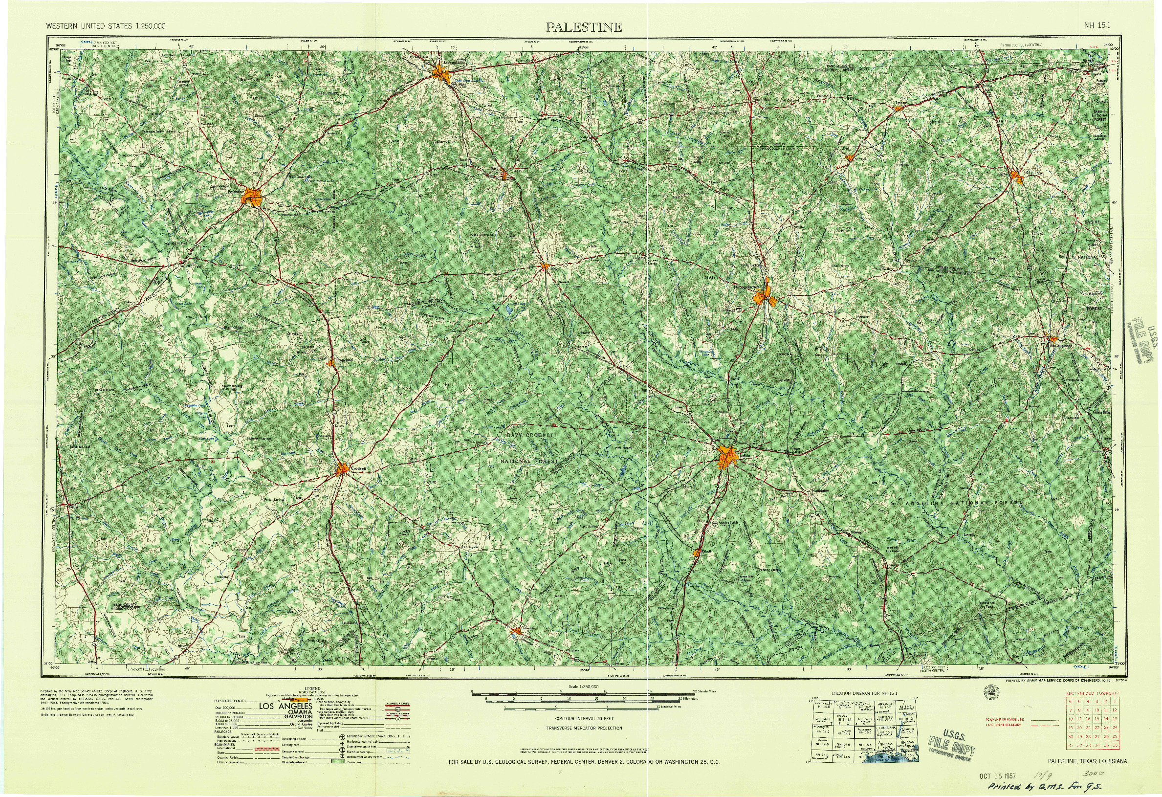 USGS 1:250000-SCALE QUADRANGLE FOR PALESTINE, TX 1957