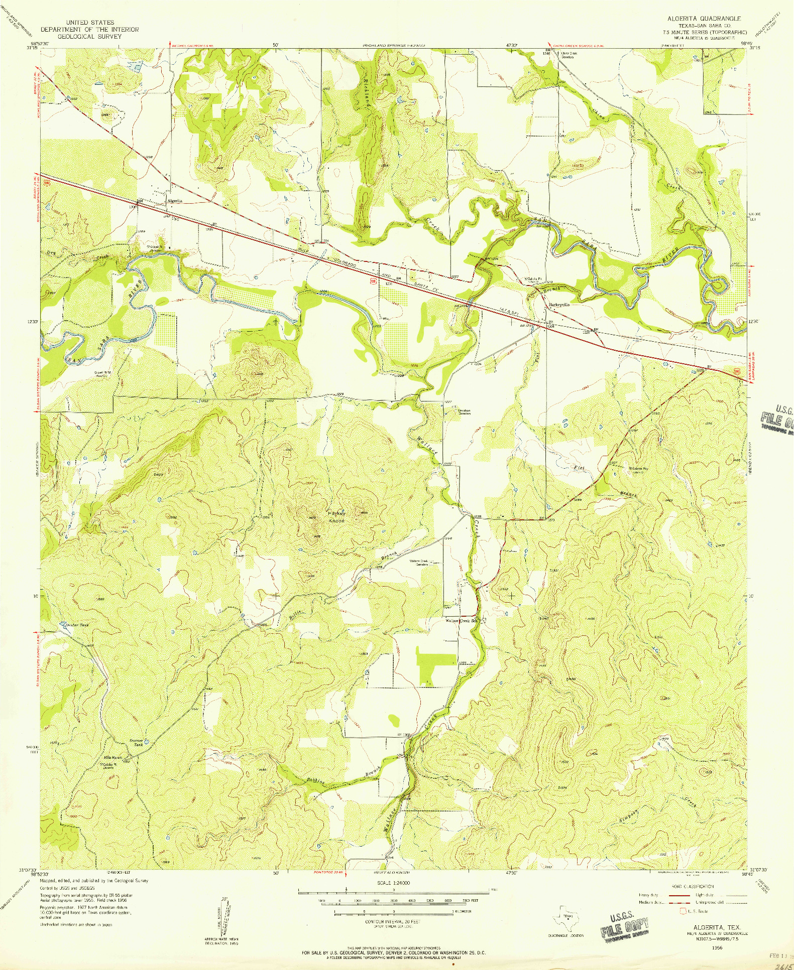 USGS 1:24000-SCALE QUADRANGLE FOR ALGERITA, TX 1956