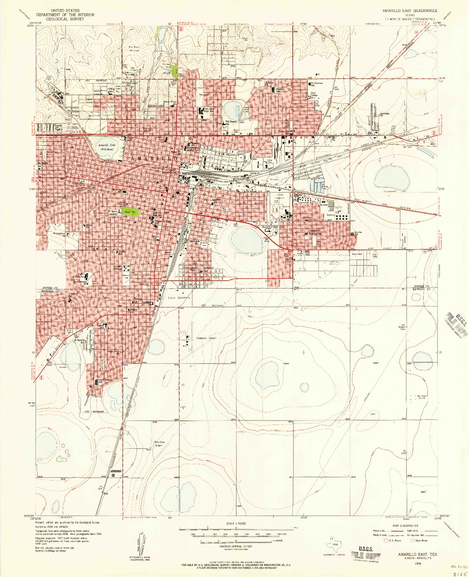 USGS 1:24000-SCALE QUADRANGLE FOR AMARILLO EAST, TX 1956